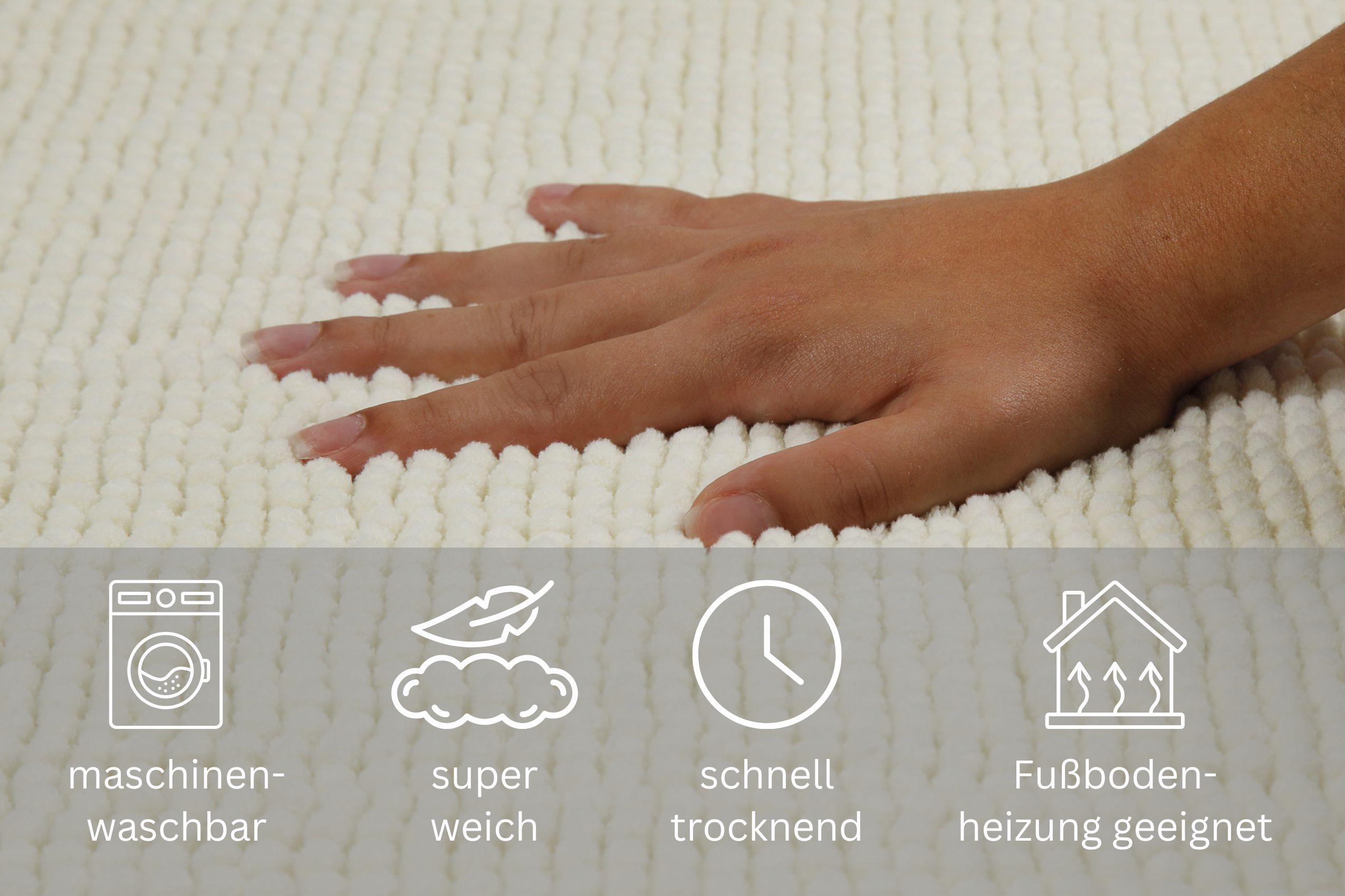 Thumbnail - my home Badematte "Kaelan", rutschhemmend beschichtet, fußbodenheizungsgeeignet, Badvorleger, Badteppich aus weicher Che...