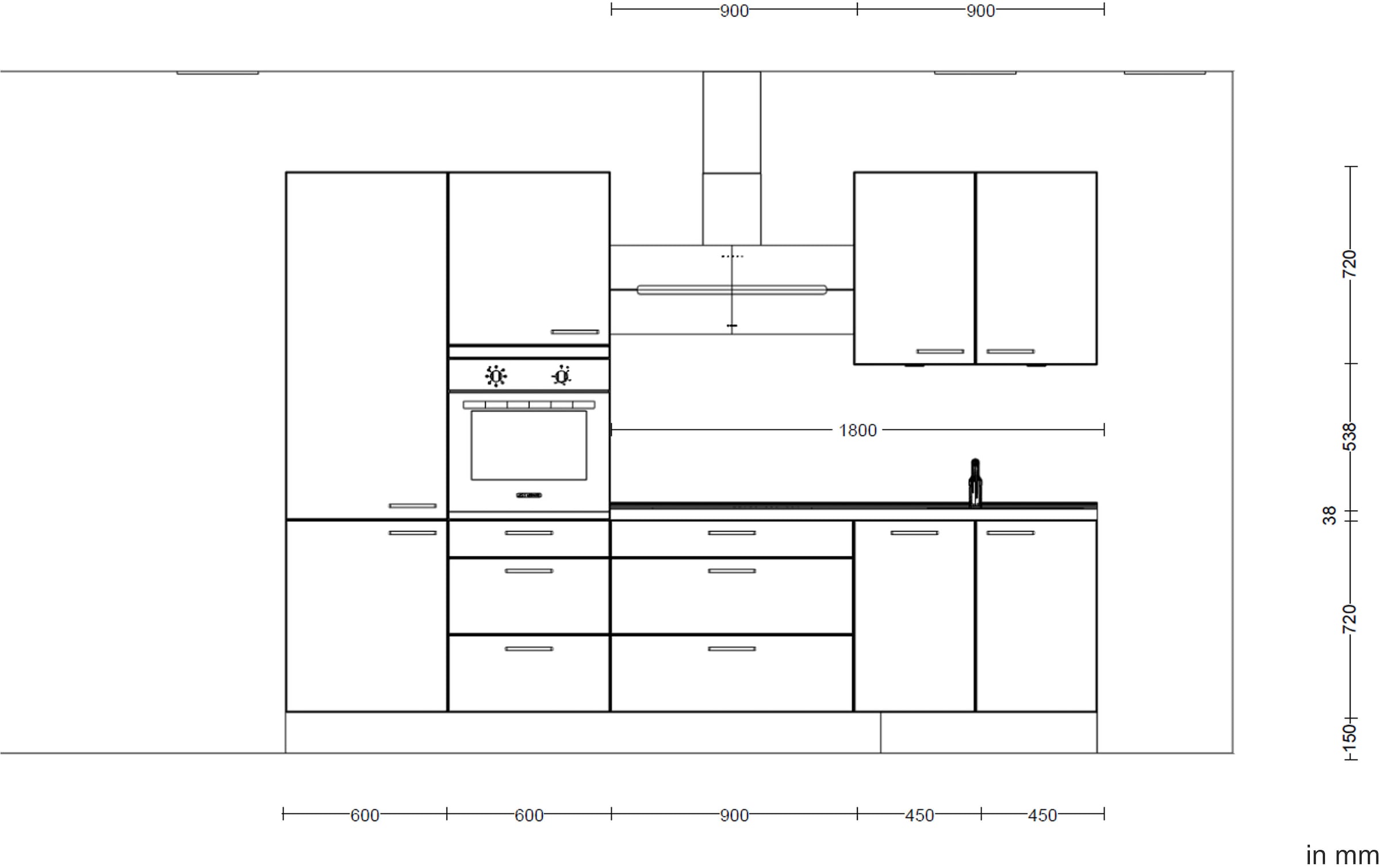 nobilia® Küchenzeile »"Touch II"«, vormontiert, Ausrichtung wählbar, Breite 300 cm, wahlw. mit E-Geräten