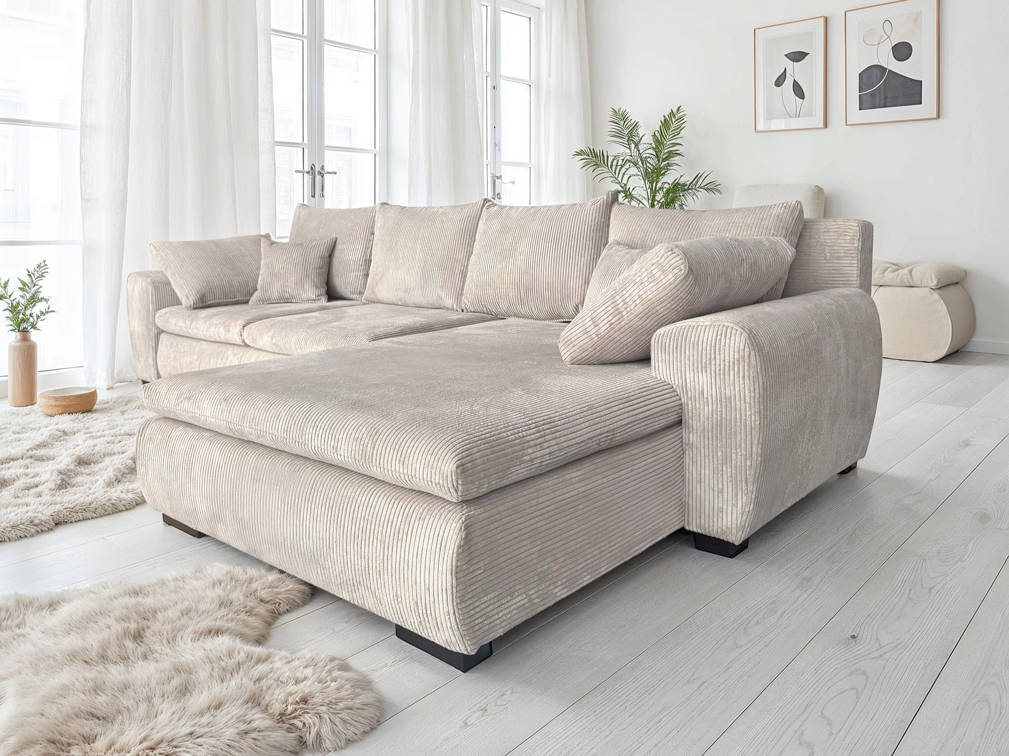 Home affaire 1100000002199 "Cara Mia L-Form, B: 325 cm, XXL-Sofa mit 4 Zierkissen" optional Schlaffunktion & Bettkasten, Liegefl. 145x270 cm