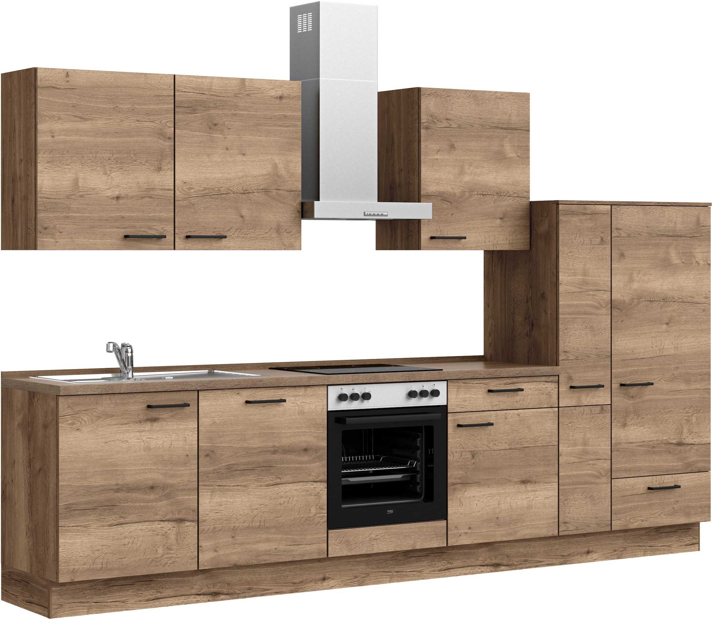 nobilia® Küchenzeile »"Structura I"«, vormontiert, Ausrichtung wählbar, Breite 330 cm, wahlw. mit E-Geräten