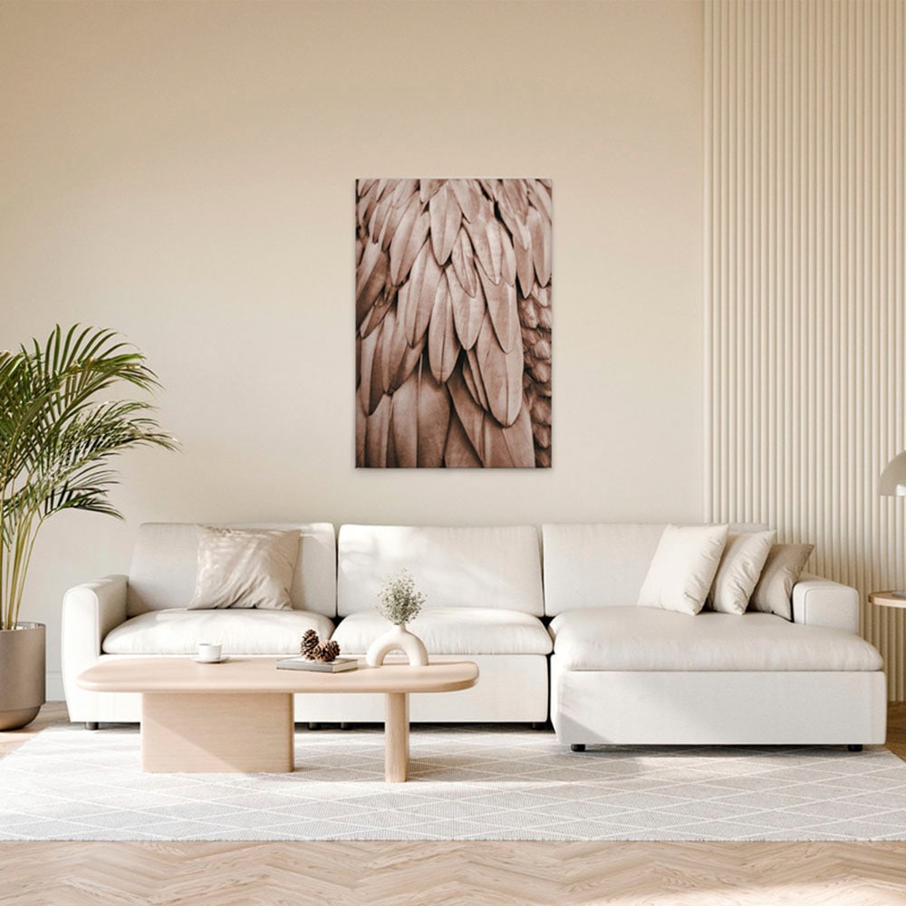 A.S. Création Leinwandbild "Feathers 1 - Wandbild Rosa Beige Keilrahmen Kun günstig online kaufen