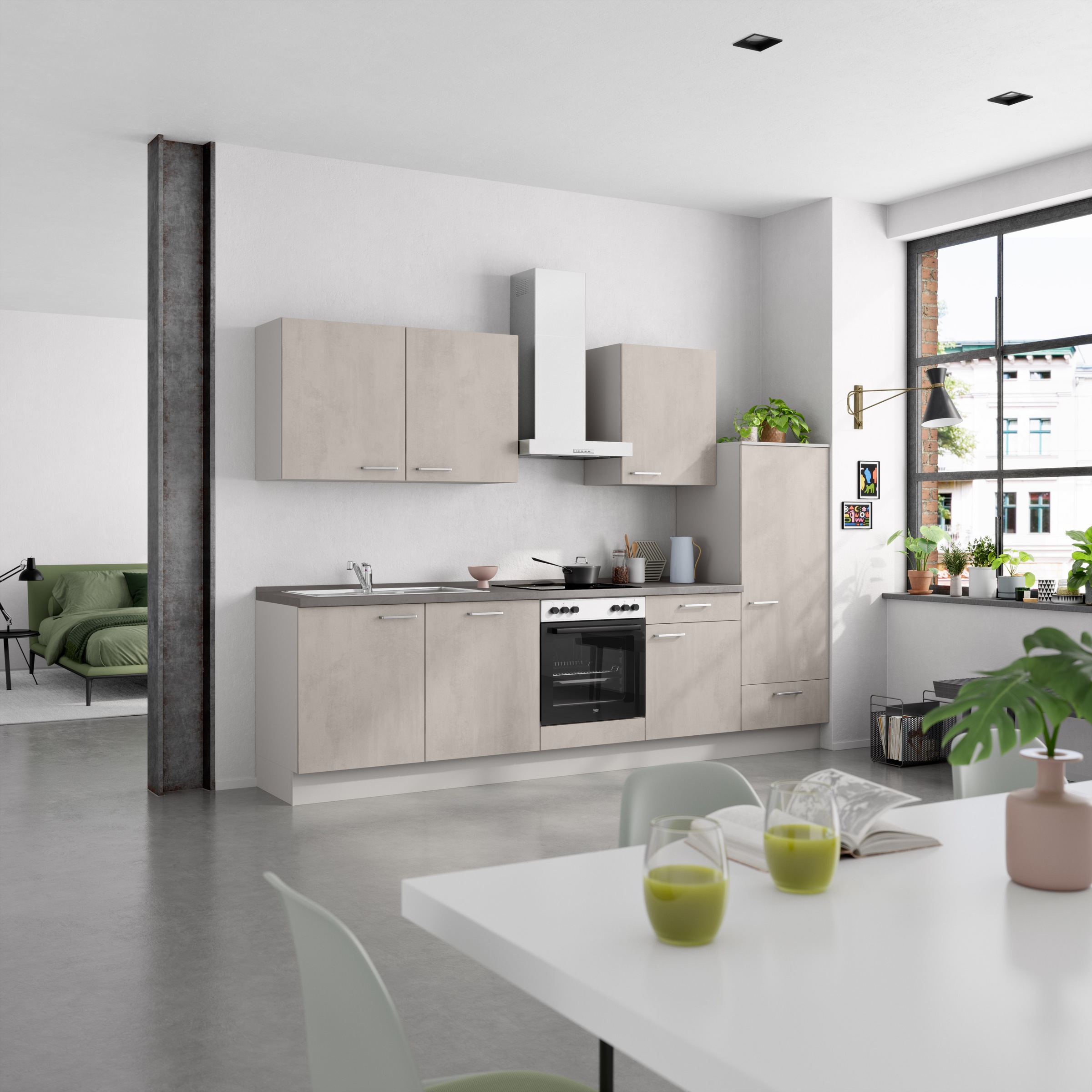 nobilia® Küchenzeile »"Riva I"« vormontiert, Ausrichtung wählbar, Breite 300 cm, wahlw. mit E-Geräten