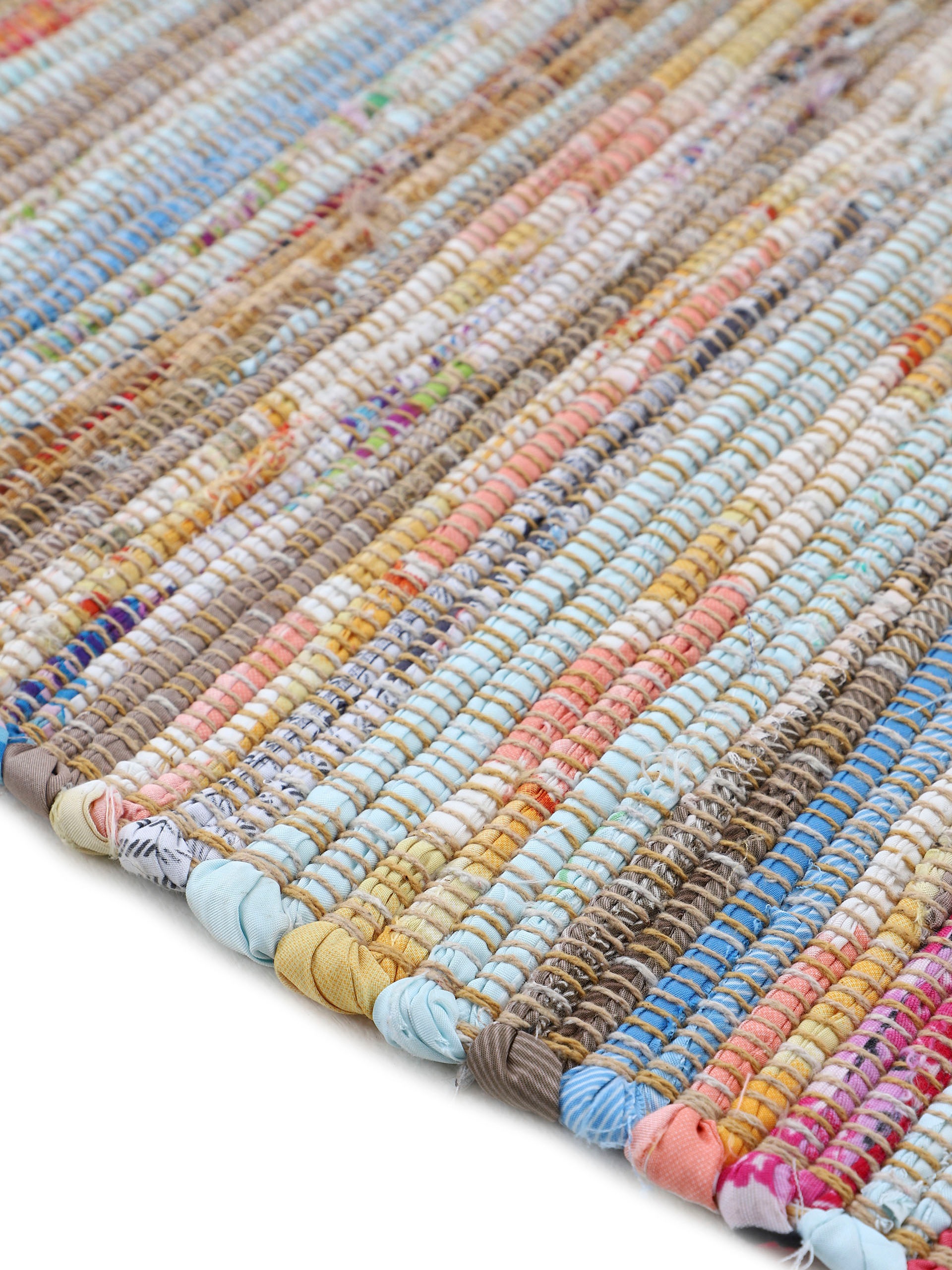 Teppich CARPETFINE "Kelim Chindi, Wendeteppich", grau (taupe), B:60cm H:6mm L:110cm, Baumwolle, Polyester, Teppiche, Teppich, handgewebt, Fleckerlteppich mit Fransen, auch vielen in Läufergrößen 3