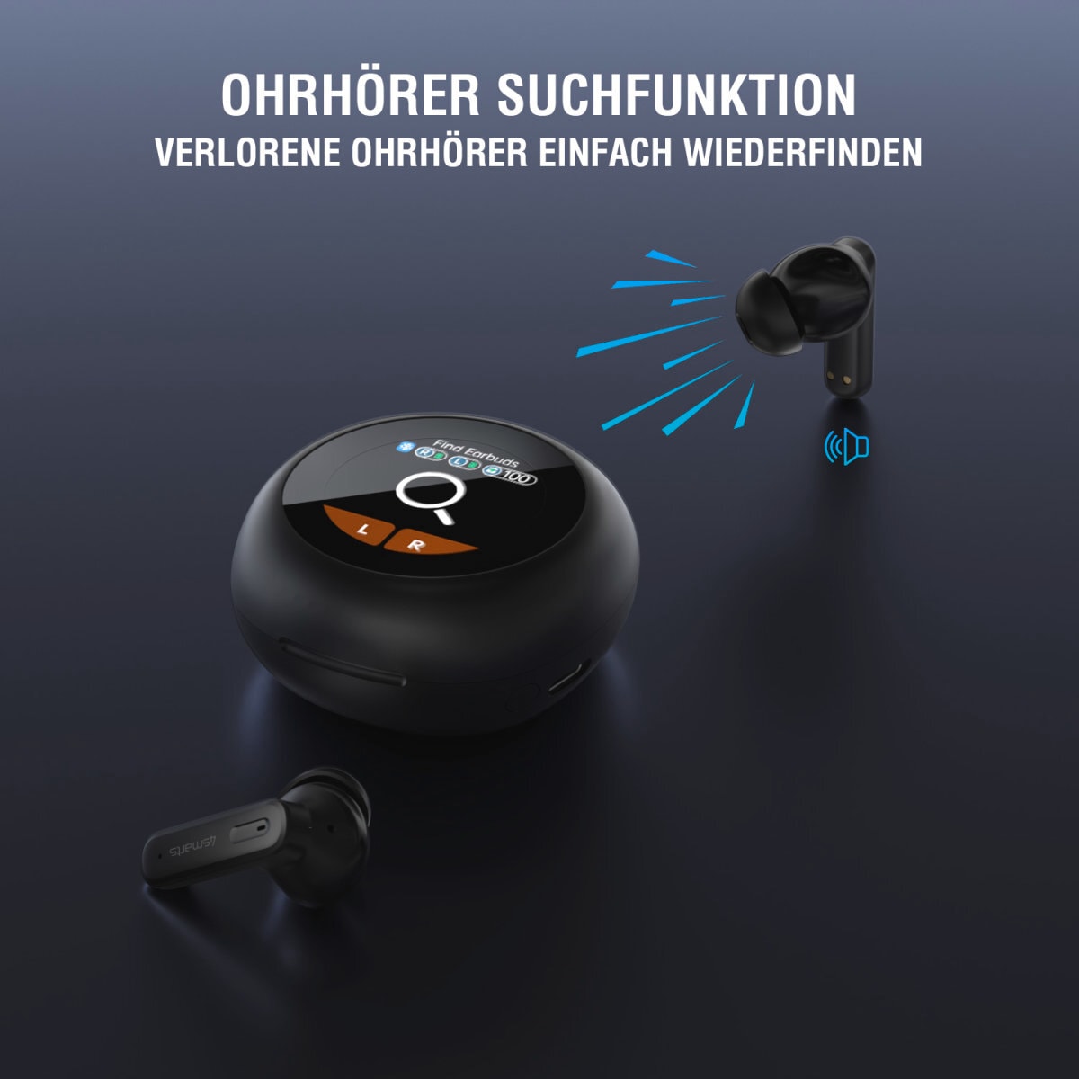 4smarts wireless In-Ear-Kopfhörer »TWS Bluetooth Kopfhörer SkyBuds Screen ANC«, Active Noise Cancelling (ANC)-Freisprechfunktion
