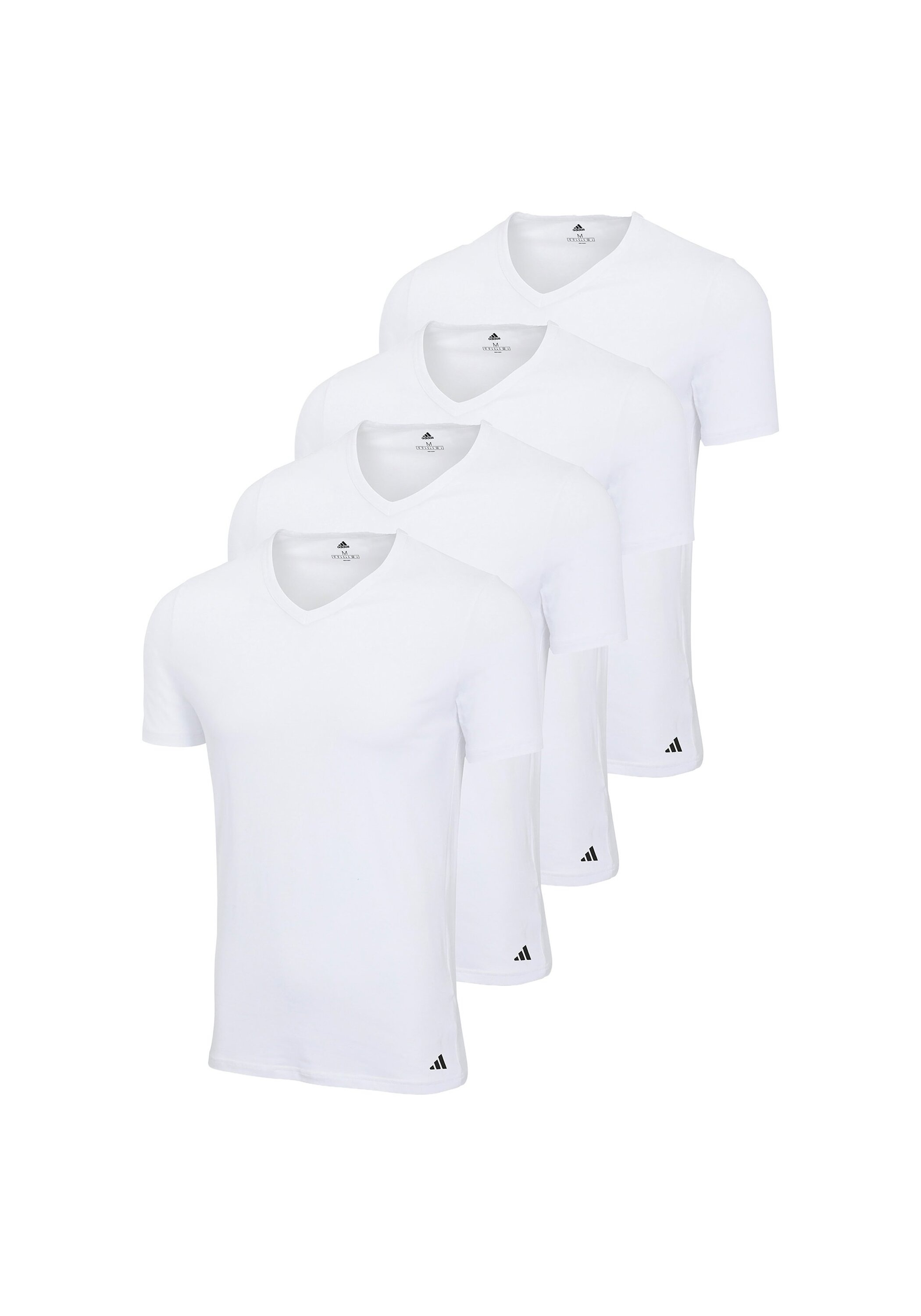 Damen T-Shirt "T-Shirt V-Neck Shirt Active Flex Cotton 4P 4er Pack", weiß, Gr. XXL, ADIDAS ORIGINALS, Obermaterial: 95% Baumwolle CO. 5% Elasthan