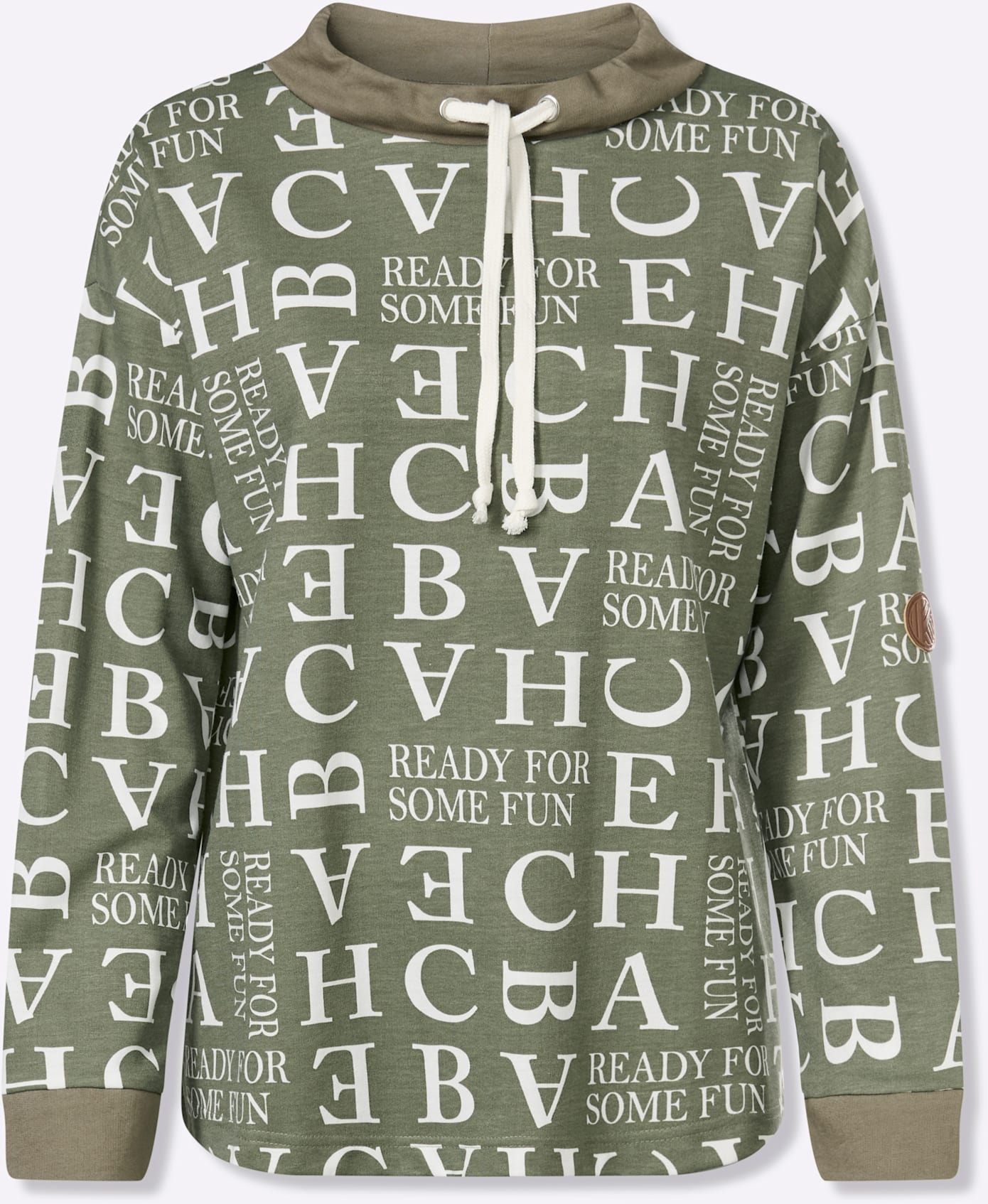 Classic Basics Sweatshirt Femme Khaki/Écru Taille 48 3