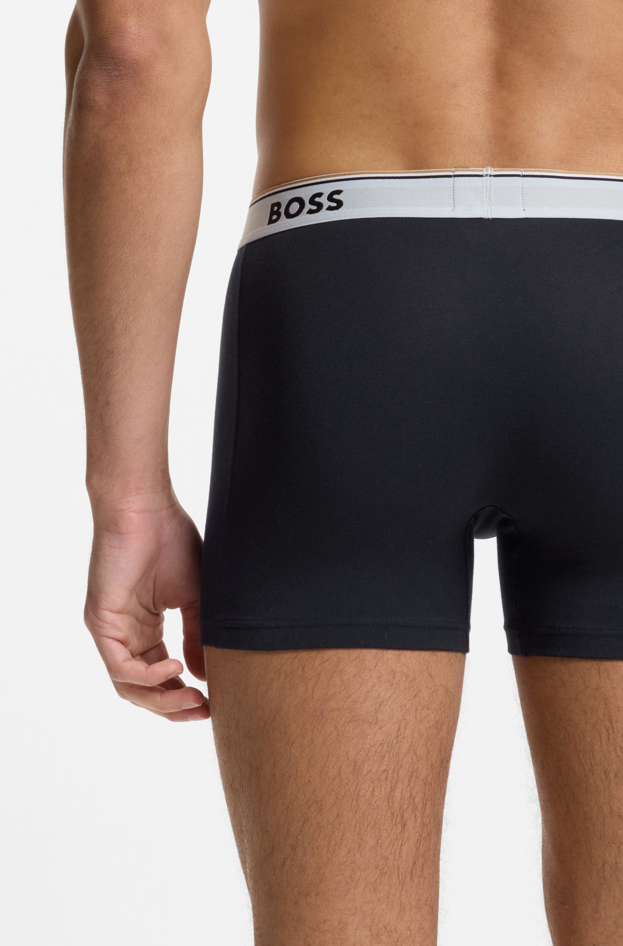 BOSS Boxershorts Packung, 3 Stk. längeres Bein, anliegend, aus Stretch-Baumwolle