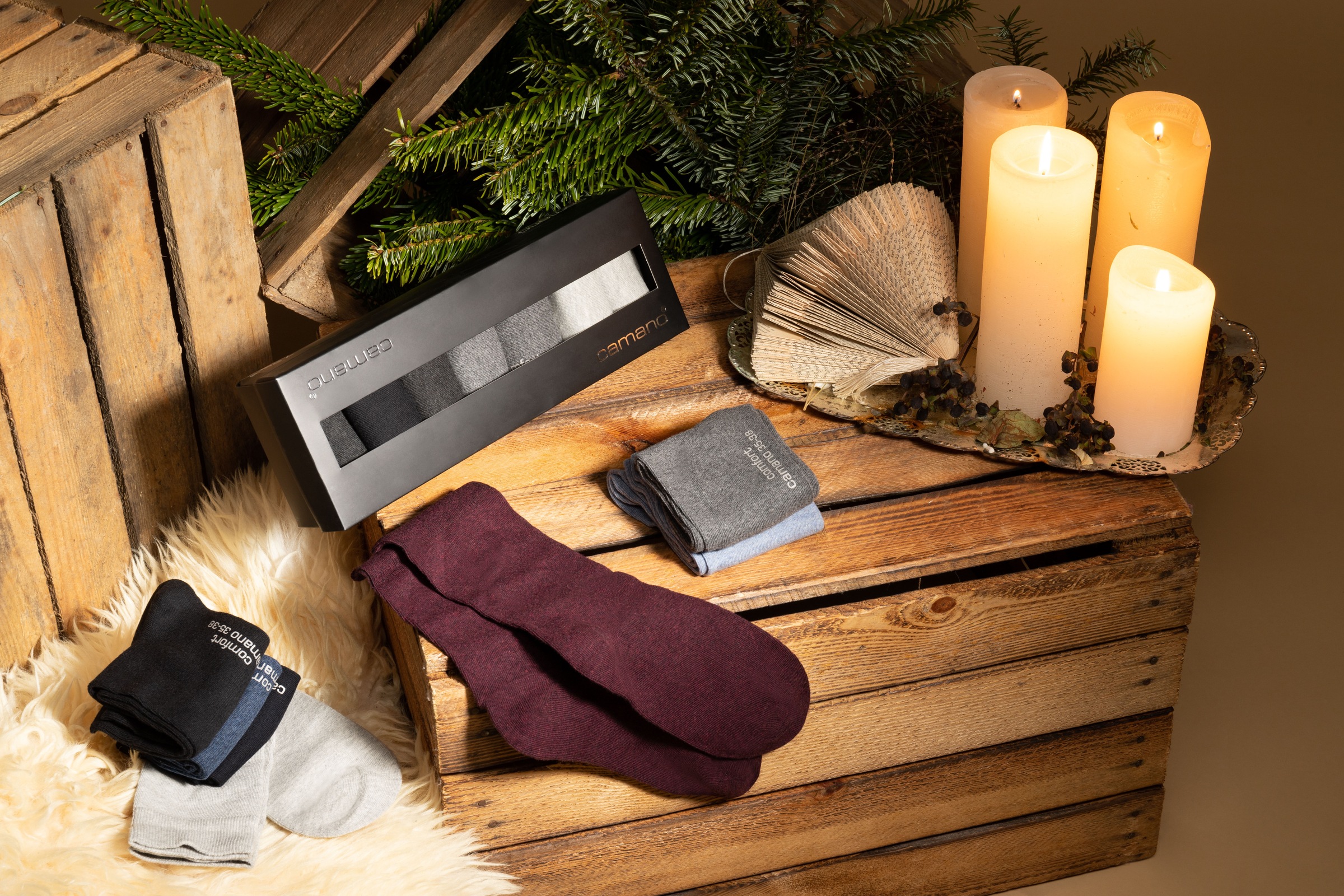 Camano Langsocken »comfort«, (7 Paar), in langer Form, mit Geschenkbox
