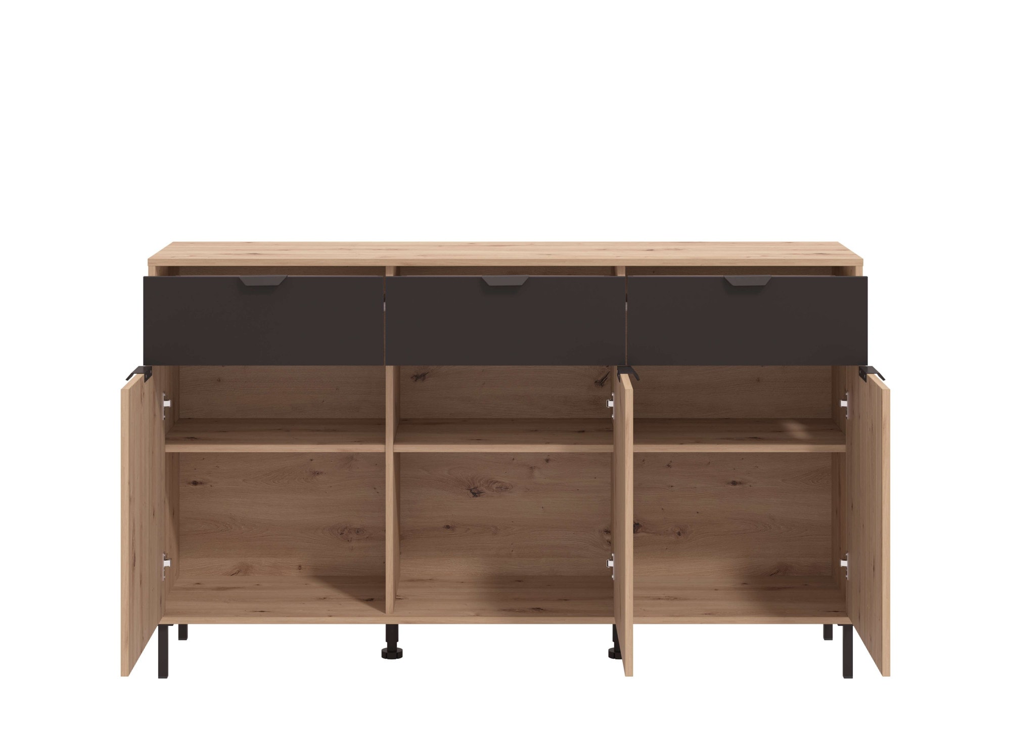 Home affaire Kommode »Mayenne Sideboard, Schubladenschrank, Kommode, Anrichte, Breite 157cm«, Wohnzimmermöbel, Schlafzimmermöbel, mit Drehtüren und drei Schubladen