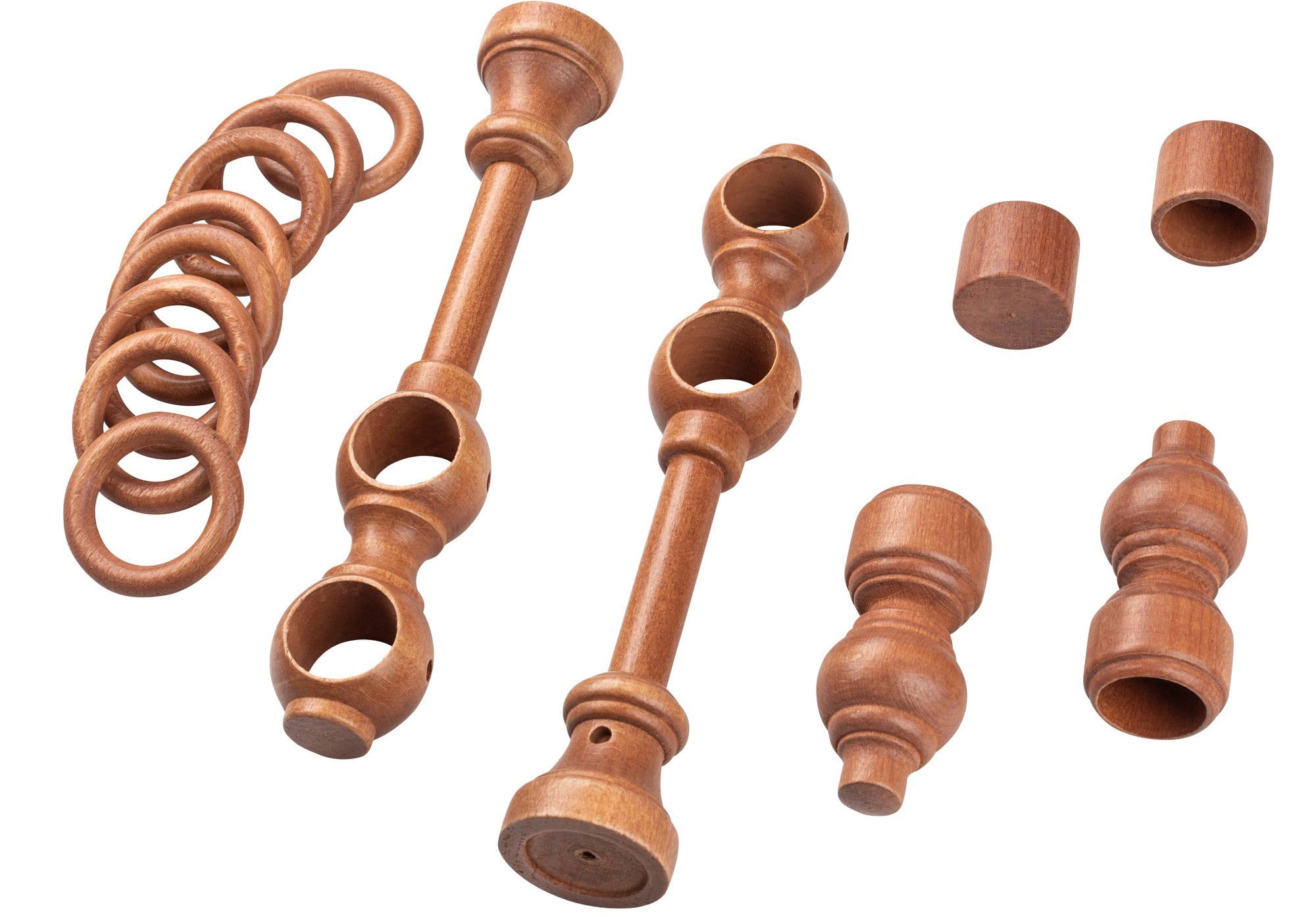 SN DECO GROUP Gardinenstange »Filigrano«, 2 läufig-läufig, Fixmaß, 28 mm, Holz, verschiedene Längen und Farben, Komplettset