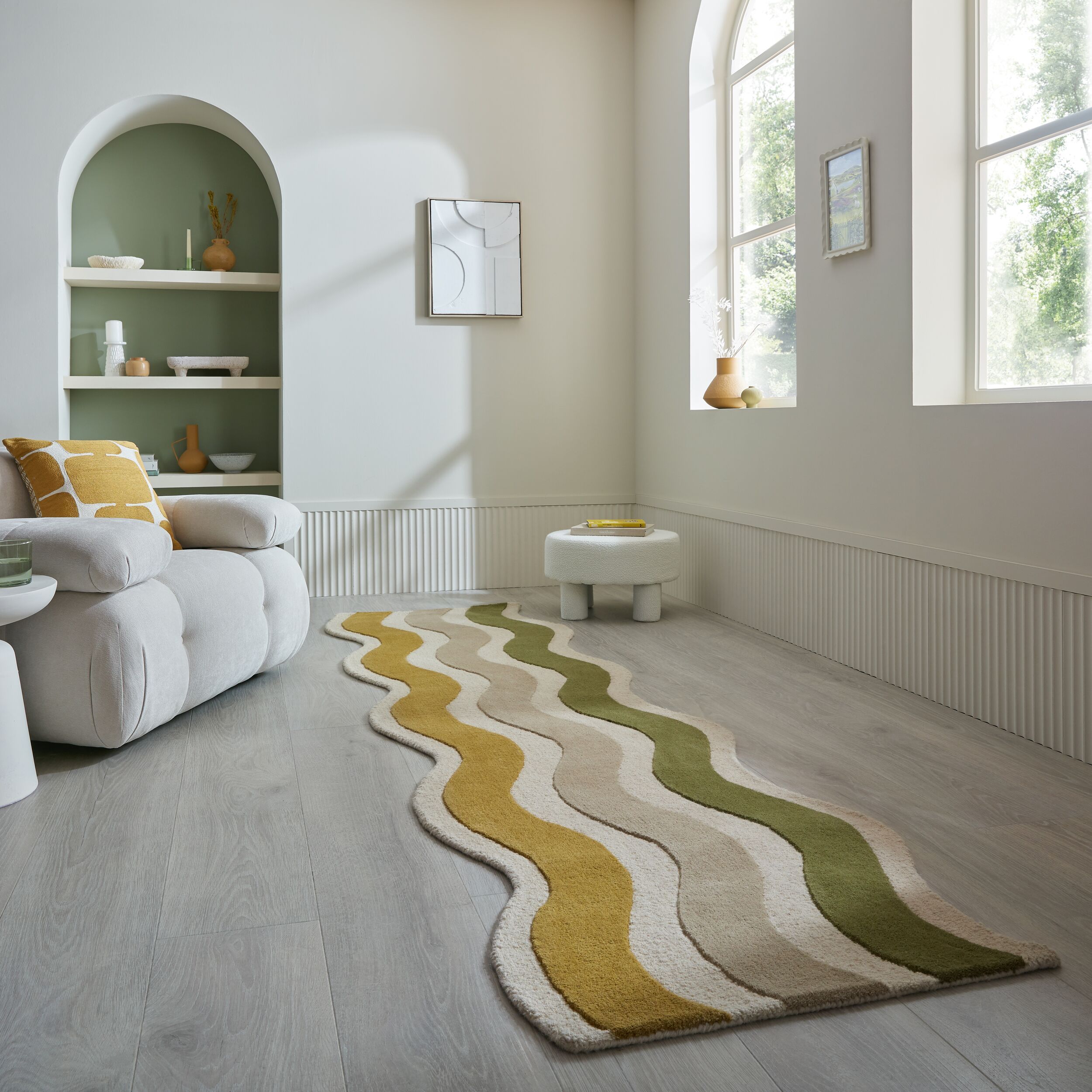 FLAIR RUGS Wollteppich "CASCADE auch als Läufer" rechteckig 7 mm Höhe aus 100% Wolle, Organisches Design, handgetuftet