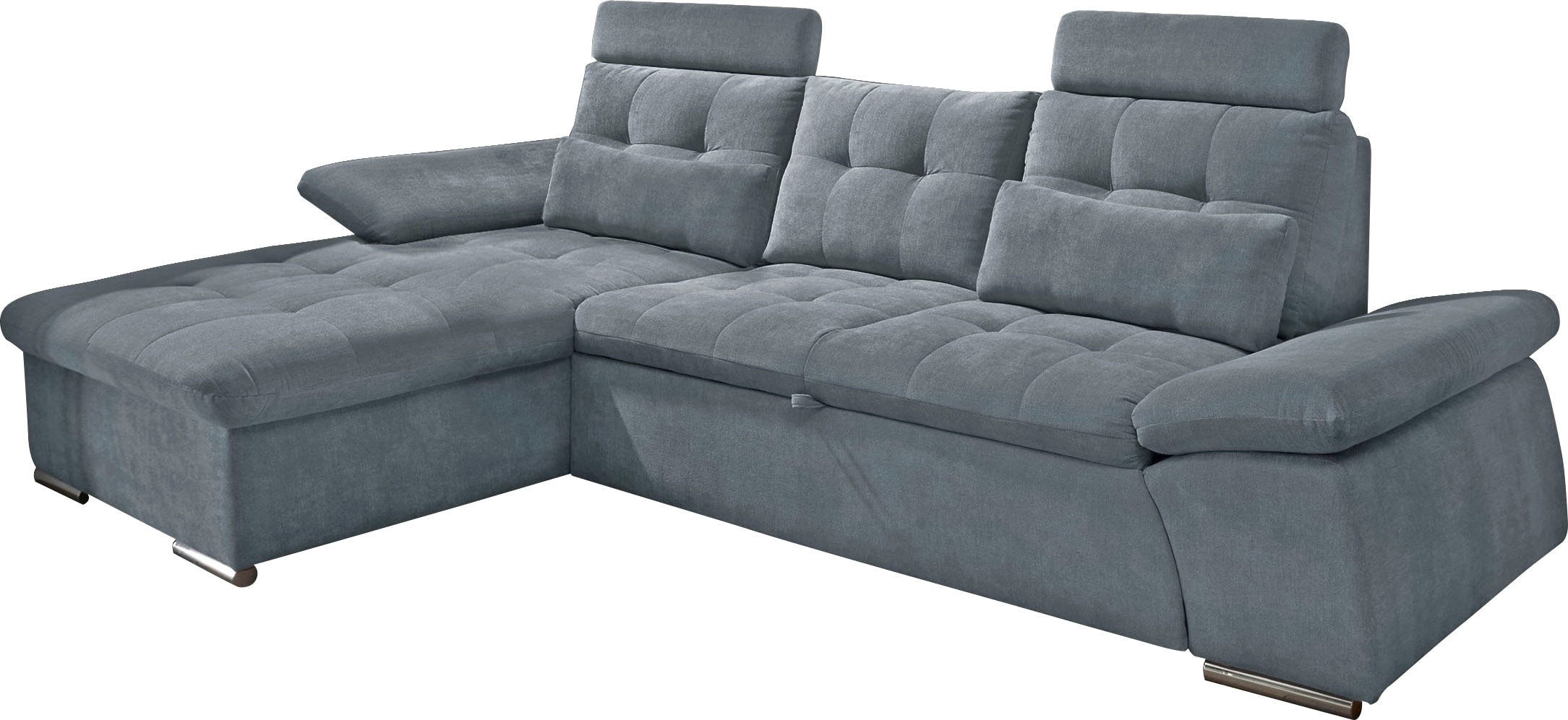 ED EXCITING DESIGN Ecksofa »Nalo L-Form«, mit Bettfunktion, Kopfstützen, Nierenkissen, Armteilverstellung