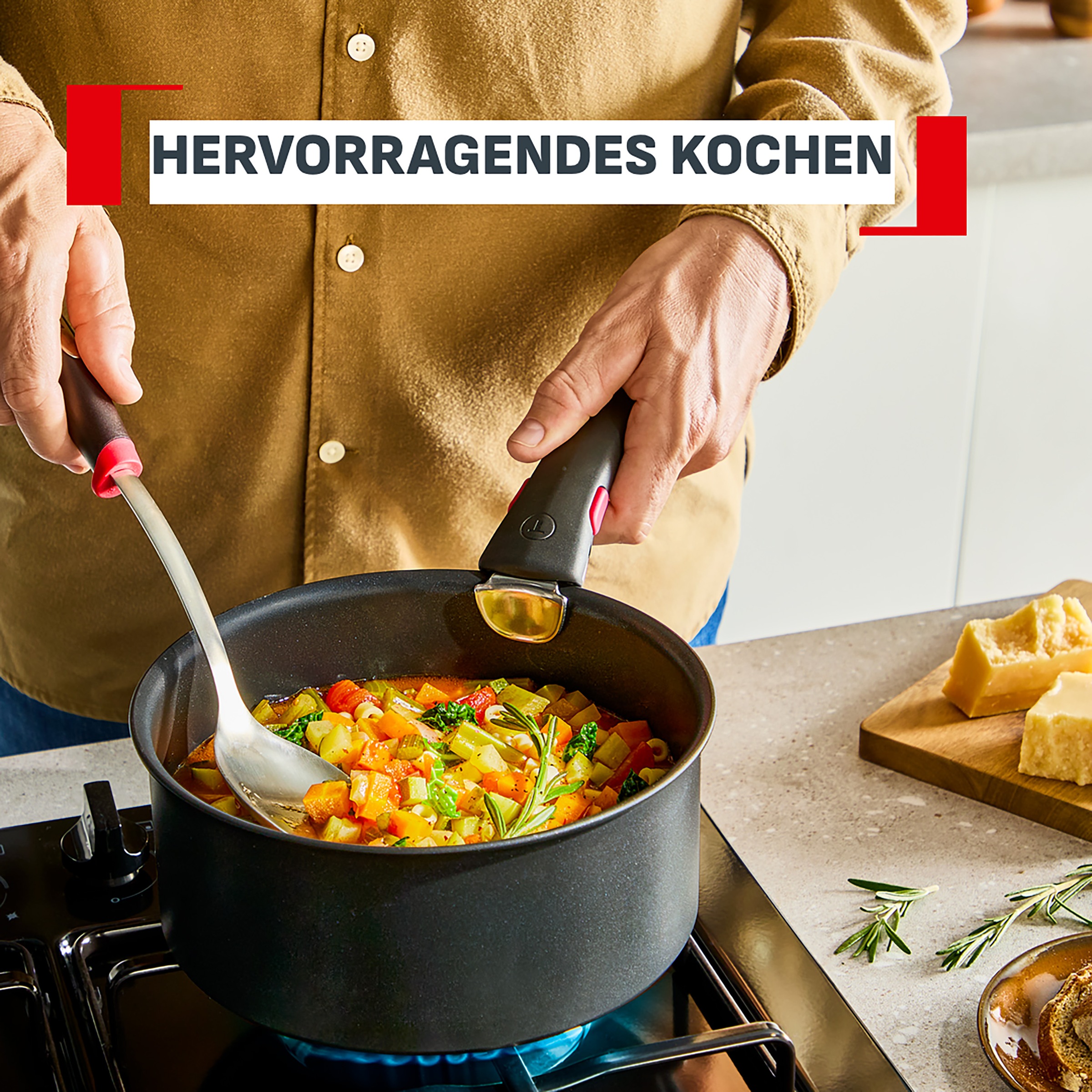 Tefal Pfannen-Set »Ingenio Excellence Fusion« Aluminium Set, 4 tlg. abnehmbarer Ingenio-Griff, Thermo-Signal, stapelbar, Induktion