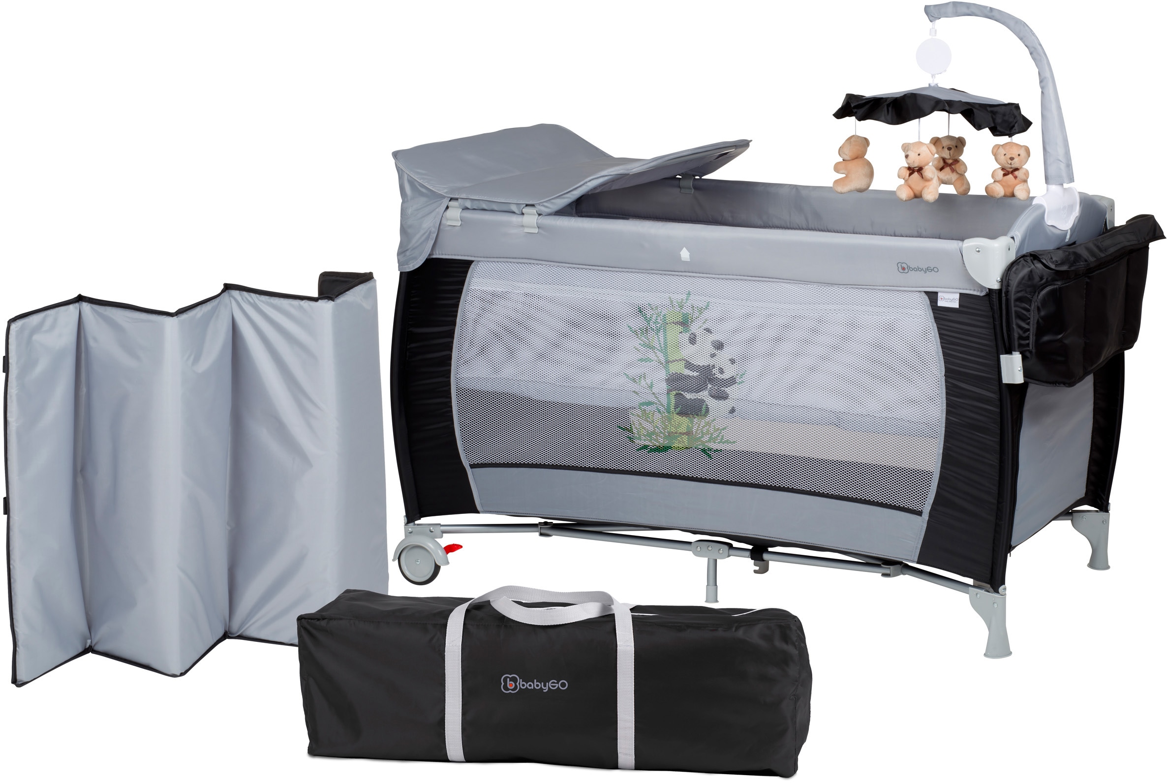 Baby-Reisebett »Sleeper Deluxe, black«, mit Musik-Mobile