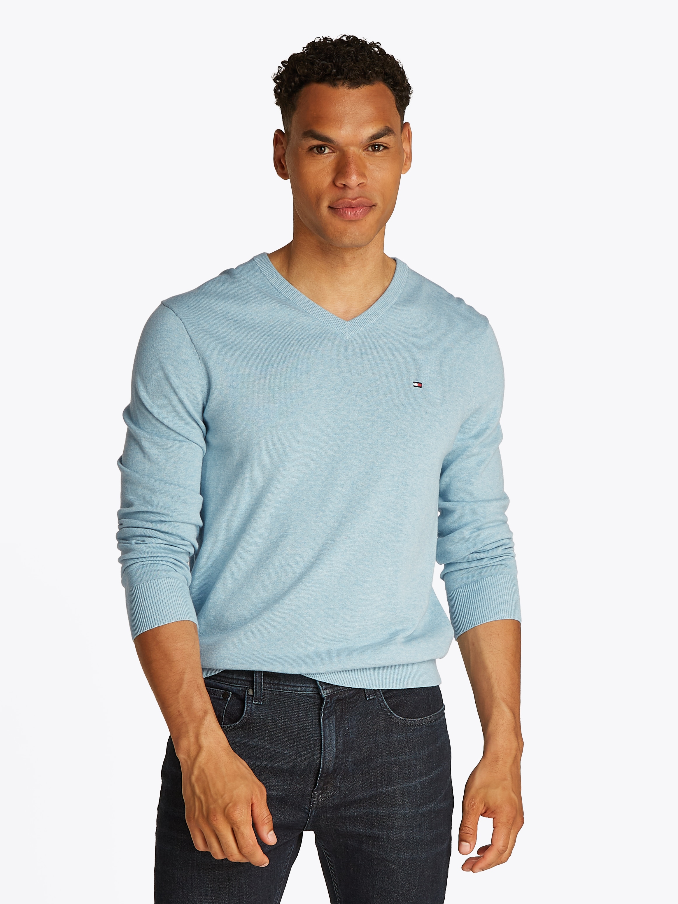 Tommy Hilfiger Strickpullover "ESSENTIAL COTTON V NECK mit V-Ausschnitt und günstig online kaufen