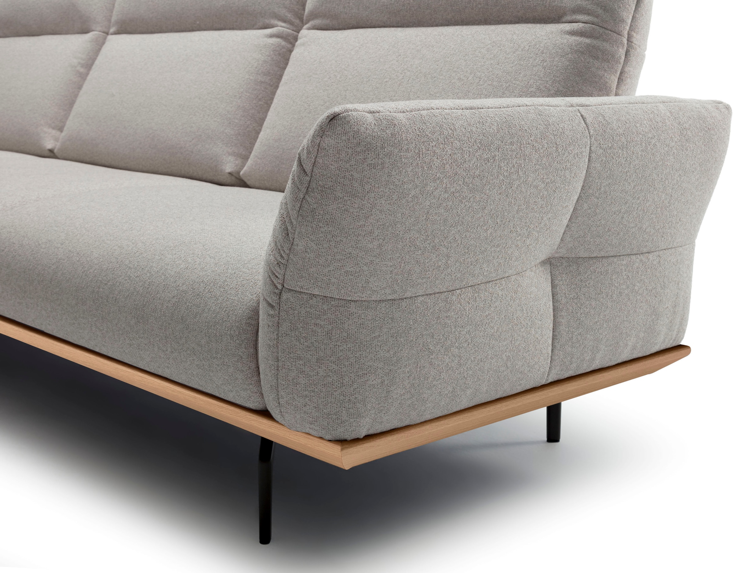 Creation BY ROLF BENZ Ecksofa »CR.460«, Sockel in Eiche, Winkelfüße in Umbragrau, Breite 338 cm