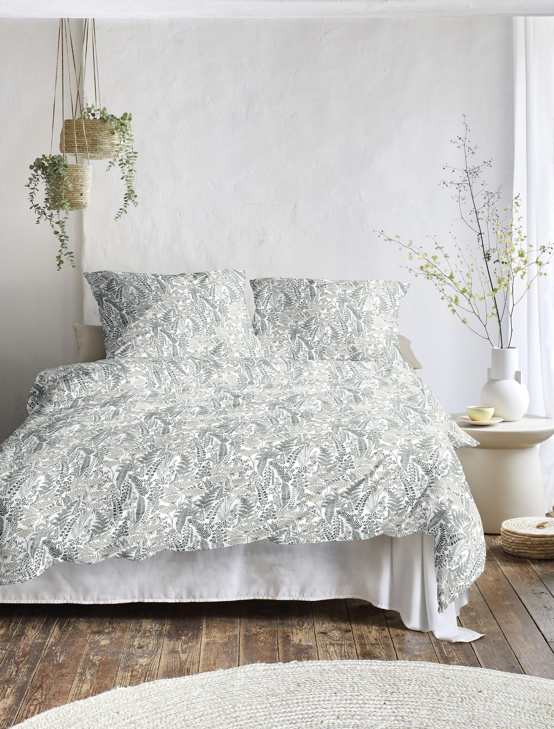 Bettwäsche IRISETTE, grün, Satin, Obermaterial: 100% Baumwolle, Bettwäsche, "Lotus 8569", atmungsaktiv