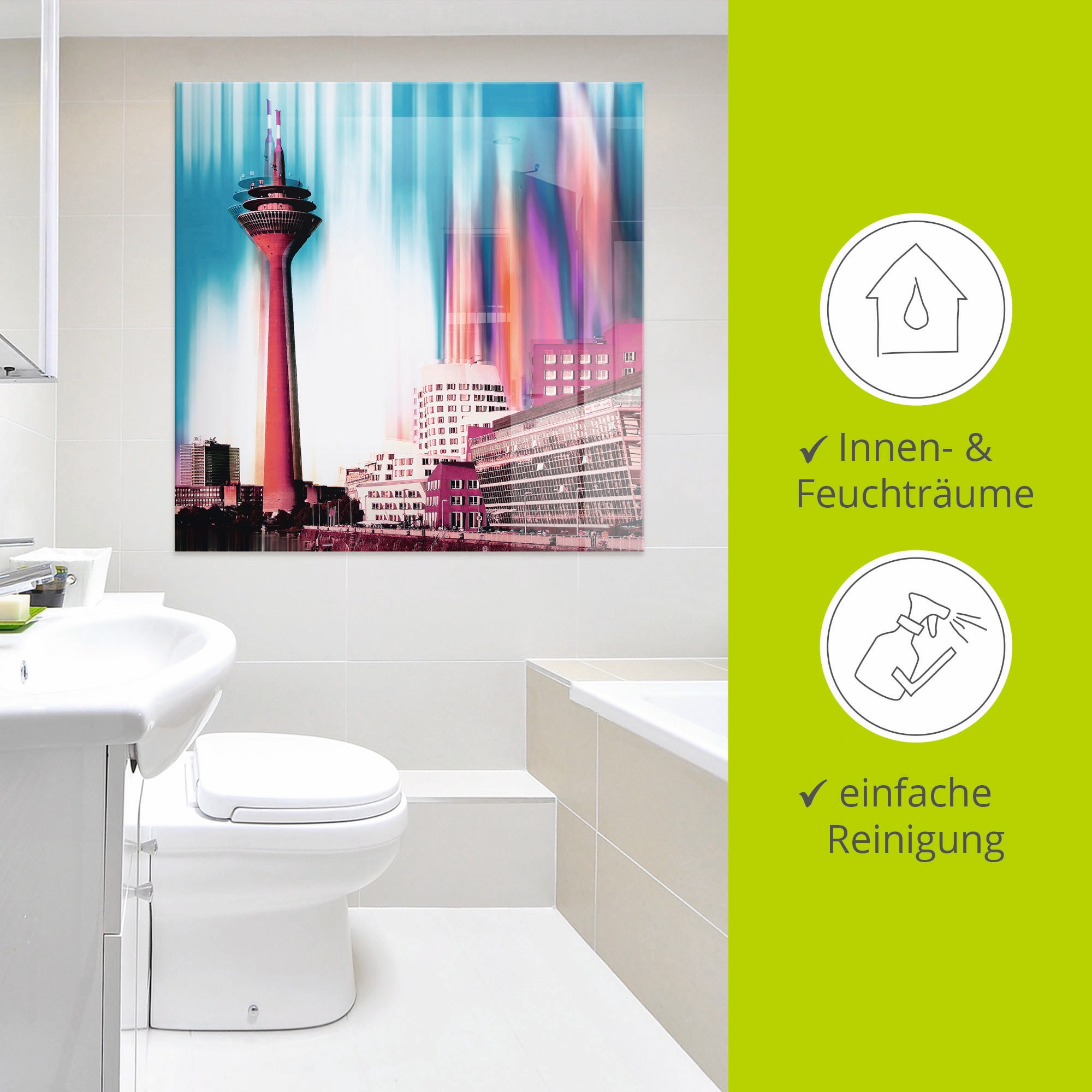 Artland Glasbild »Düsseldorf Skyline Collage I«, Deutschland, (1 St.), in verschiedenen Größen