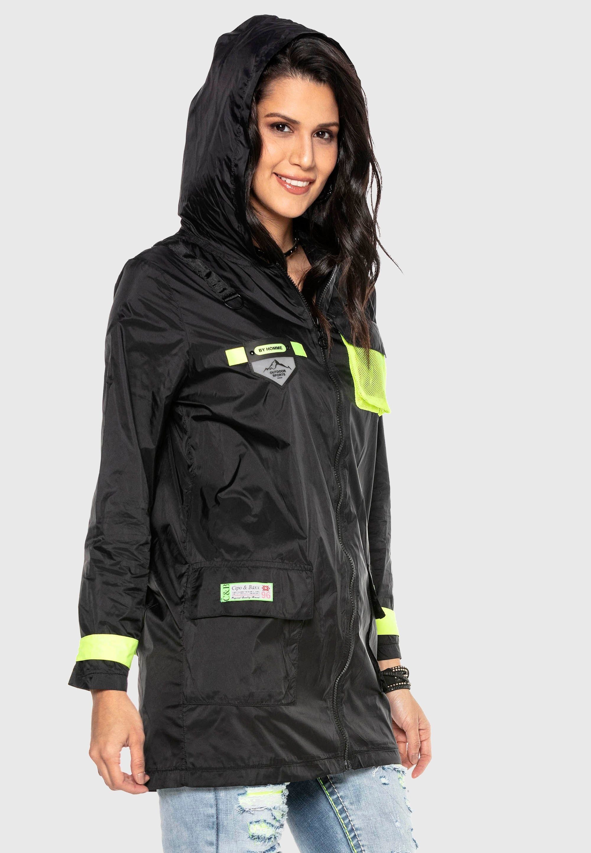 Cipo & Baxx Regenjacke »Mäntel« mit Kapuze im modernen Look