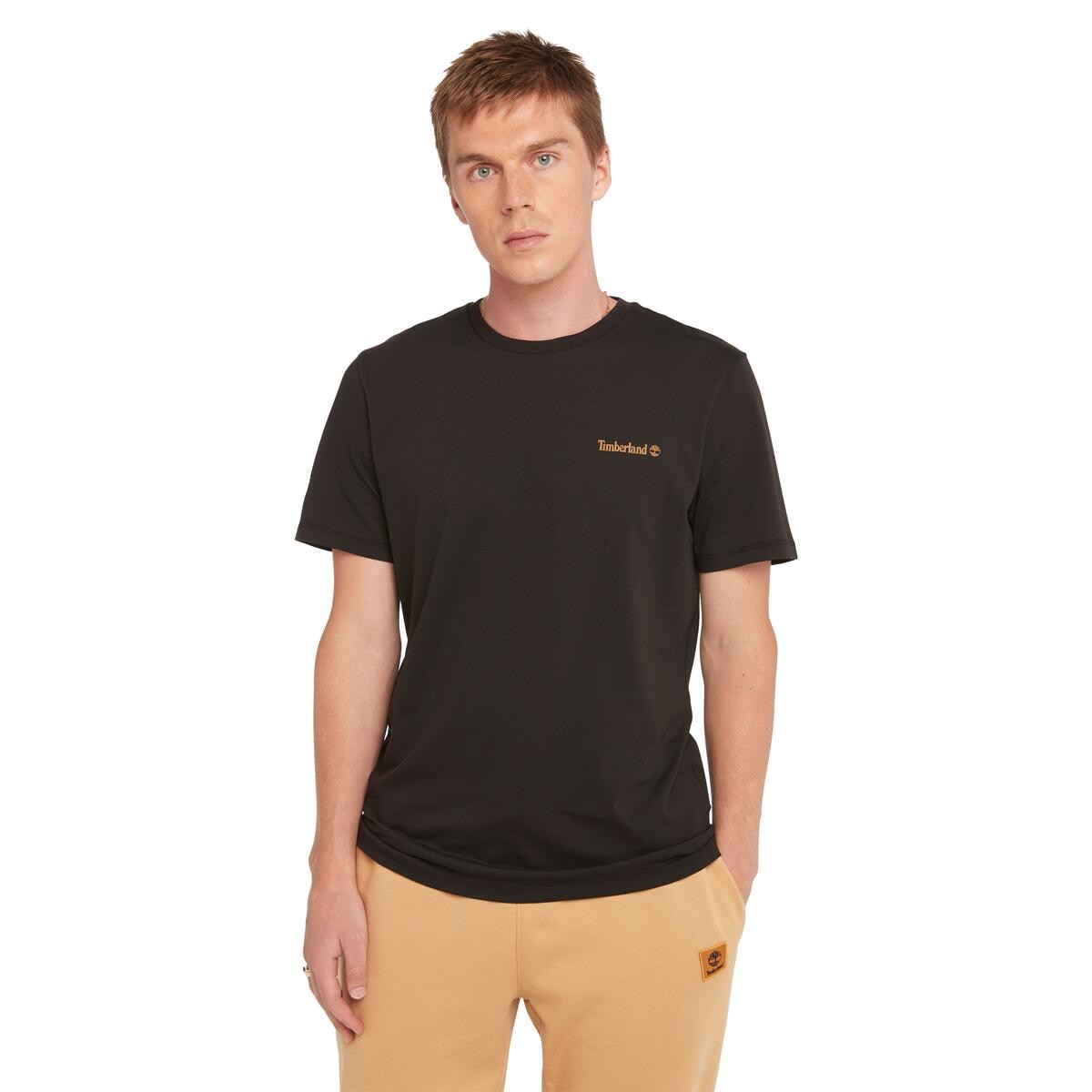 Timberland T-Shirt "Small Linear Logo Print Tee" mit Rundhalsausschnitt, Kurzarm-Design, unifarben, aus Baumwolle