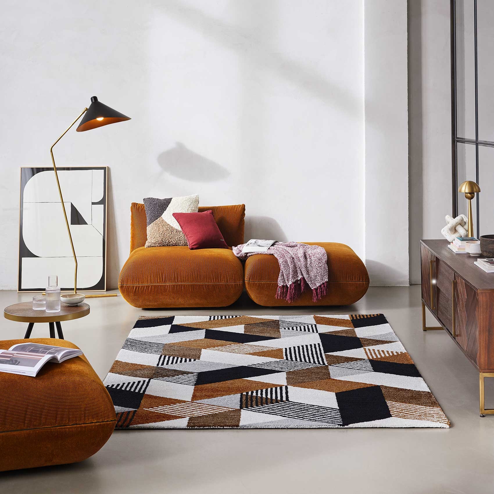 Esprit Teppich »Uptown,  ESP-39872«, rechteckig, 8 mm Höhe, bunt, handgetuftet, grafischer Retro Look für Wohnzimmer, Schlafzimmer