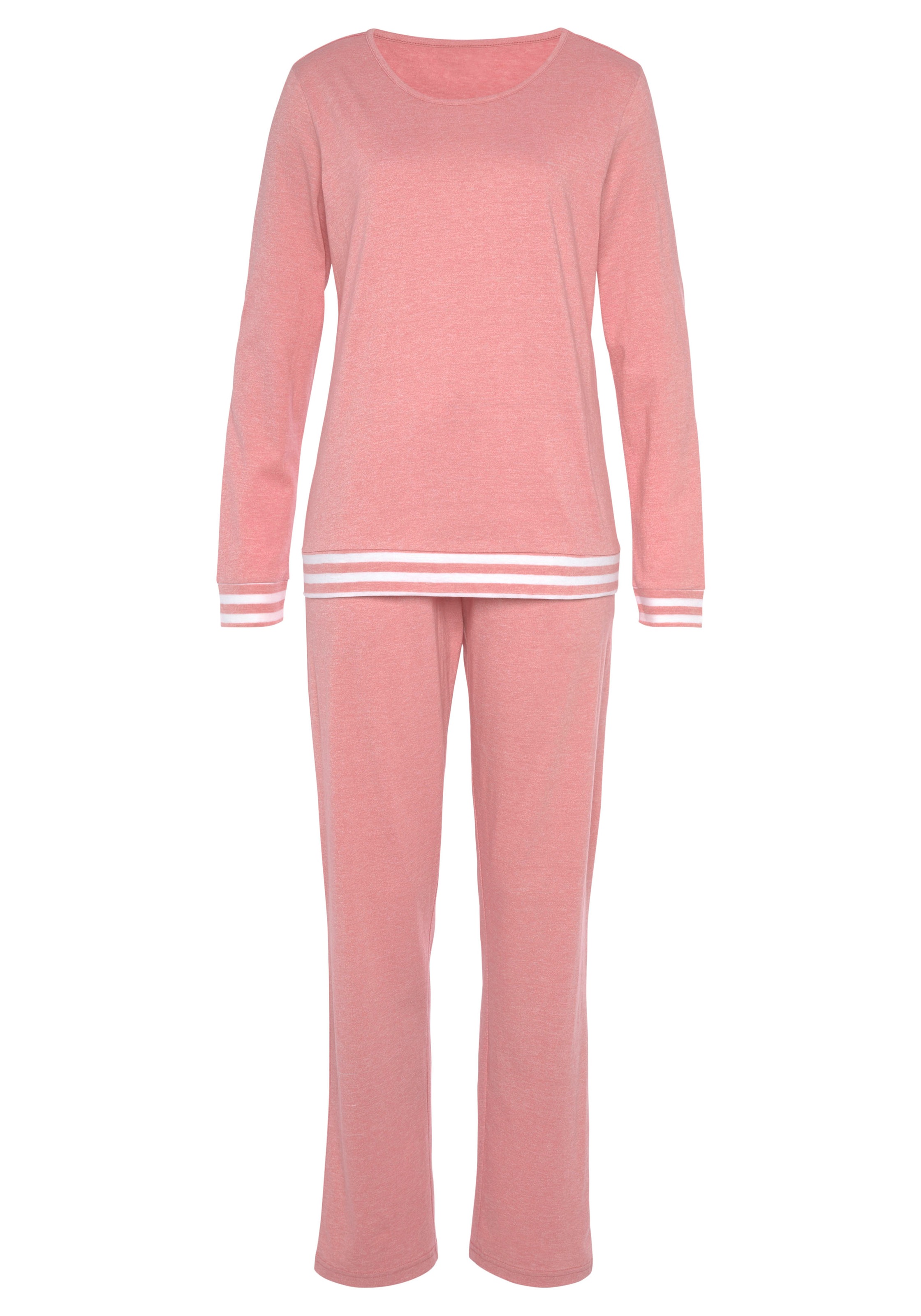 Vivance Dreams Pyjama, (2 tlg.), mit gestreiften Bündchen günstig online kaufen