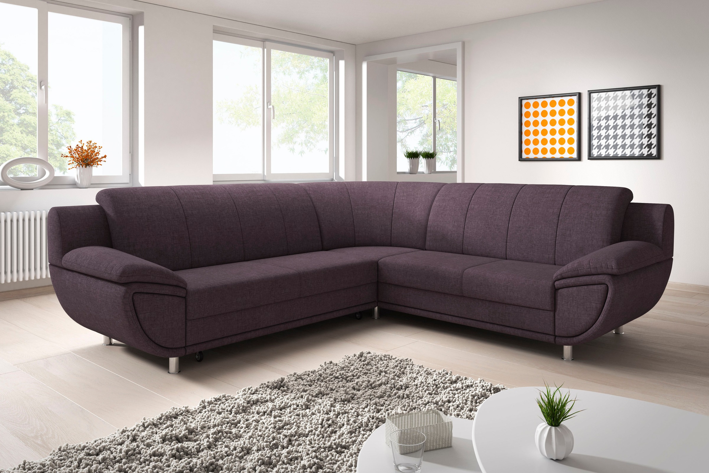 TRENDMANUFAKTUR Ecksofa »Rondo II, L-Form«, wahlweise mit Federkern, wahlweise mit Bettfunktion