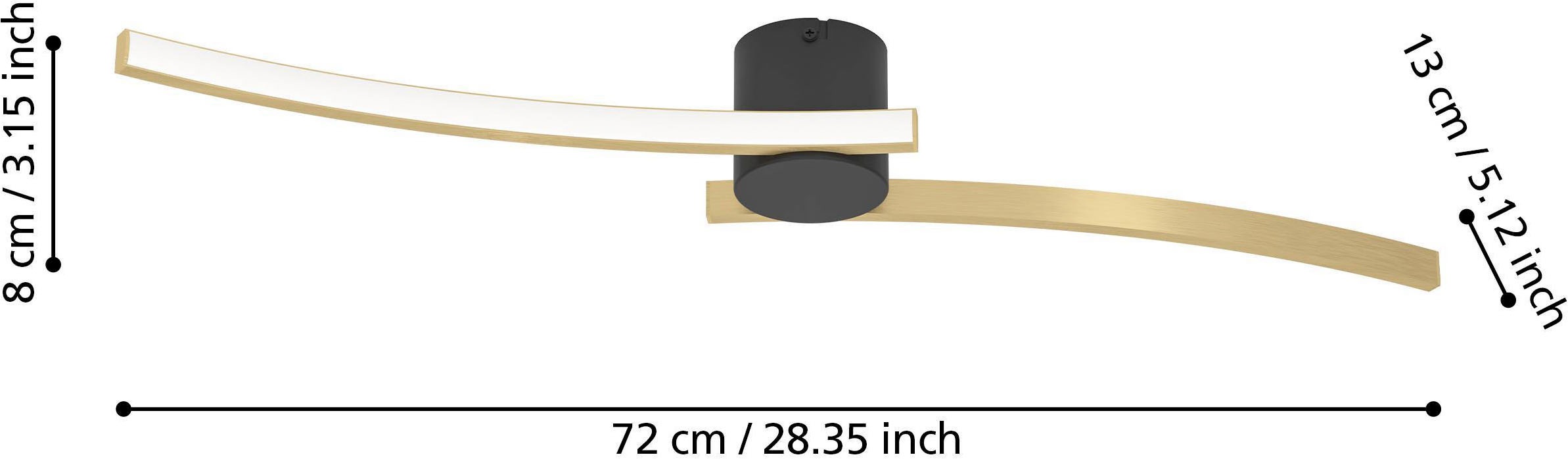 EGLO Deckenleuchte »Aieta Deckenlampe schwarz messing, Bürolampe, LED Lampe, Leuchte« LED-Modul 1 Stk. Neutralweiß Wand-/Deckenleuchte - L72 x B13 x H8 cm - 12W inkl.