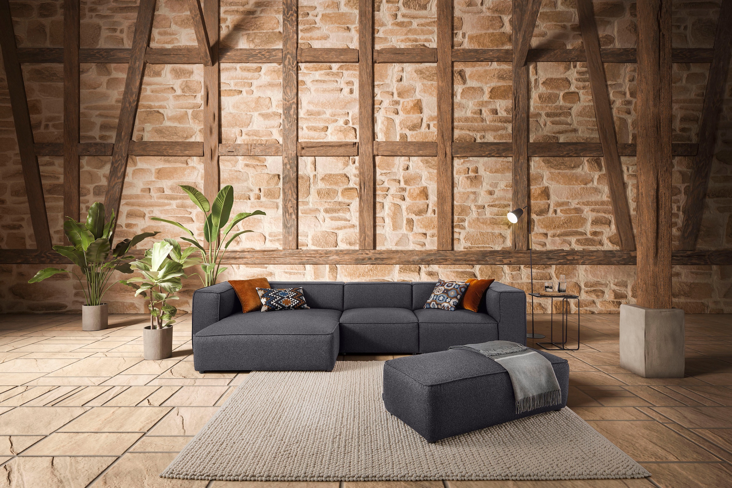 W.SCHILLIG Ecksofa "around-the-block Mega Sofa, viel Platz und hoher Sitzkomfort, L-Form" mit eleganter Biese, mit Federkern, Breite 341 cm