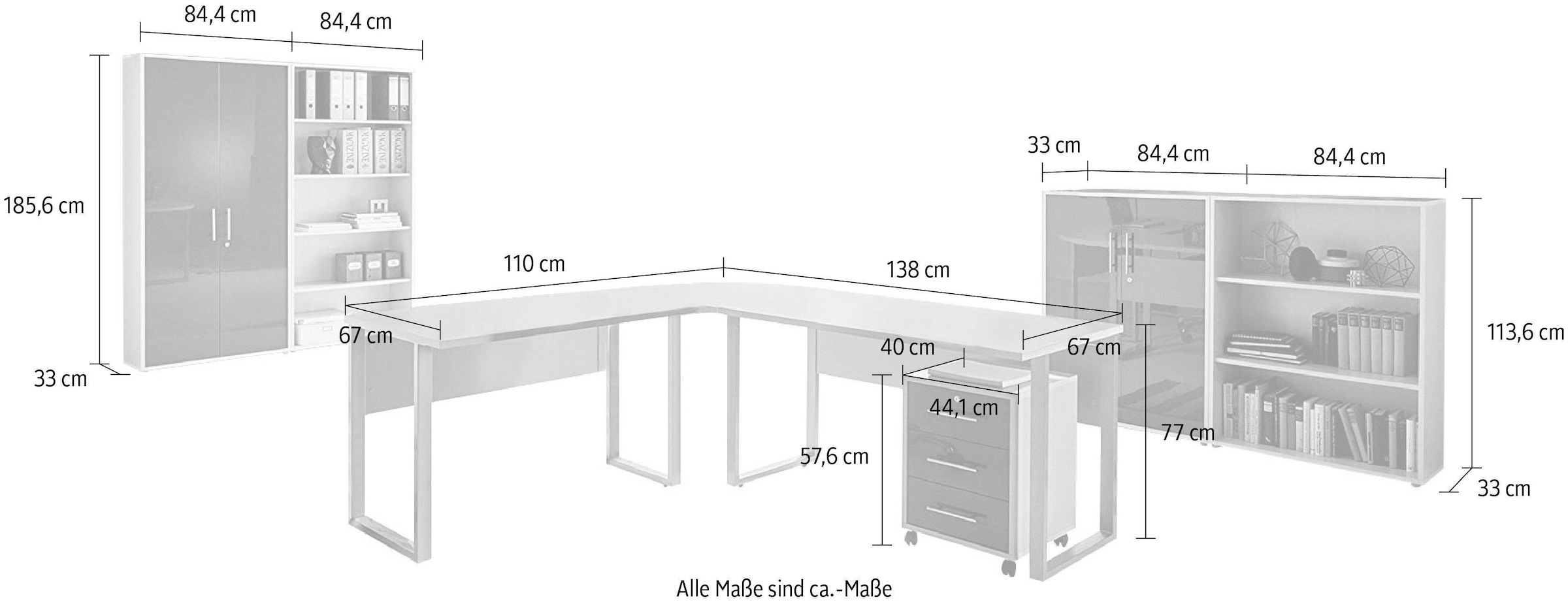 BMG Möbel Büromöbel-Set »Tabor Office 1«, (Set, 8 tlg.)