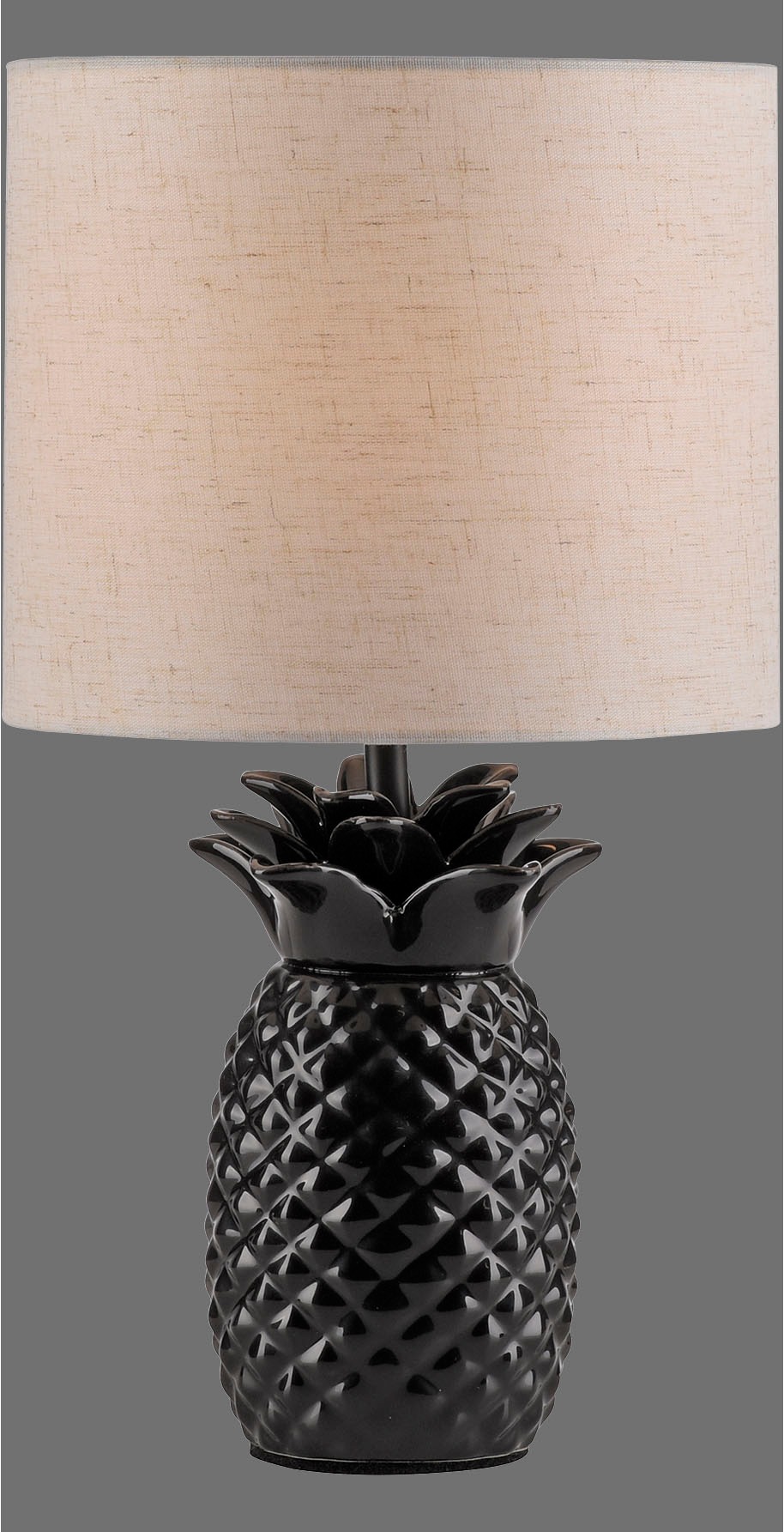 Leonique Tischleuchte »Tenille - Tischlampe im Ananas Design«, 1 flammig, Leuchtmittel E14 | ohne Leuchtmittel, Leinenschirm, Ananas, Pineapple, schwarz, E14