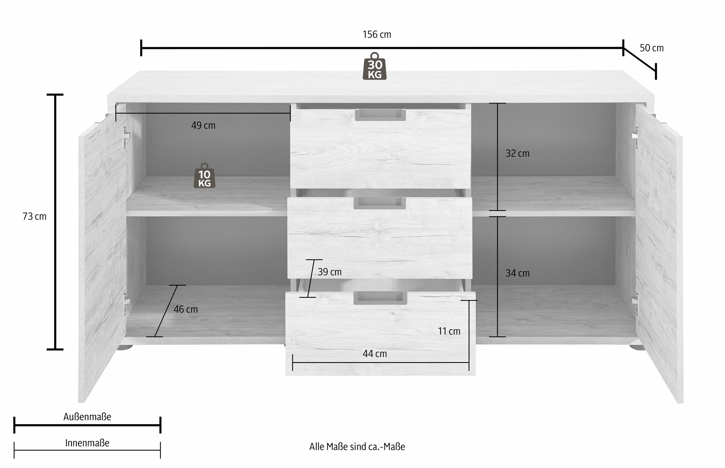 INOSIGN Sideboard »Palma«, Breite 156 cm