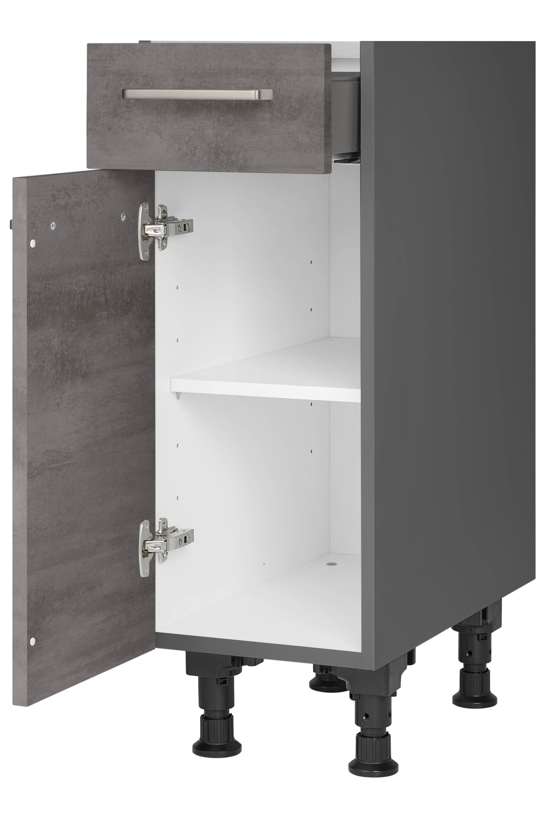 nobilia® Unterschrank »"Riva", Ausrichtung wählbar, vormontiert, in den Breiten 30, 45 und«, 60 cm Breite, mit höhenverstellbaren Sockelfüßen, vormontiert