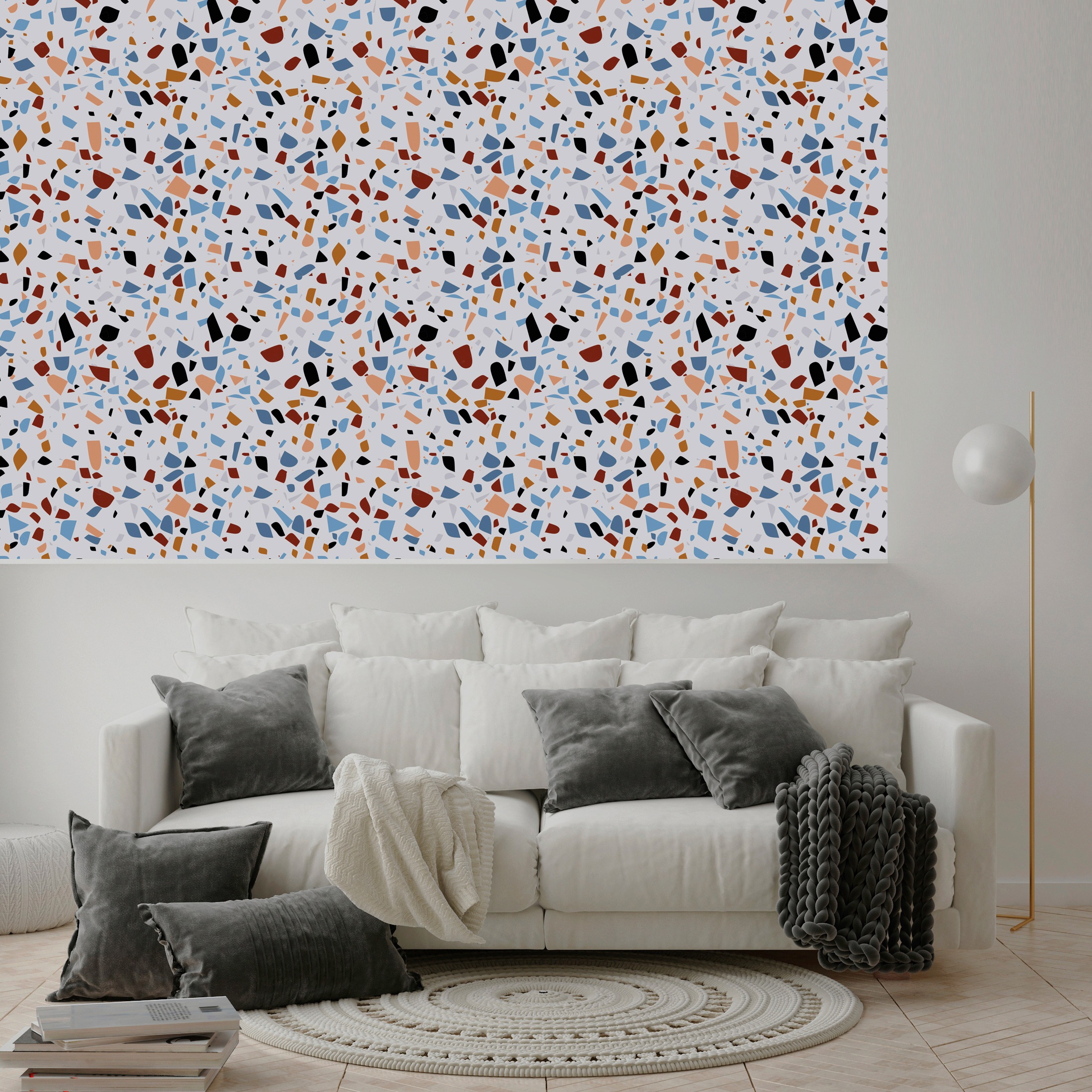 queence Vinyltapete »Dana«, bedruckt-Motiv-gemustert-3D-Optik-gepunktet, 90x250cm, selbstklebend, kinderleichte Anbringung, Sticker