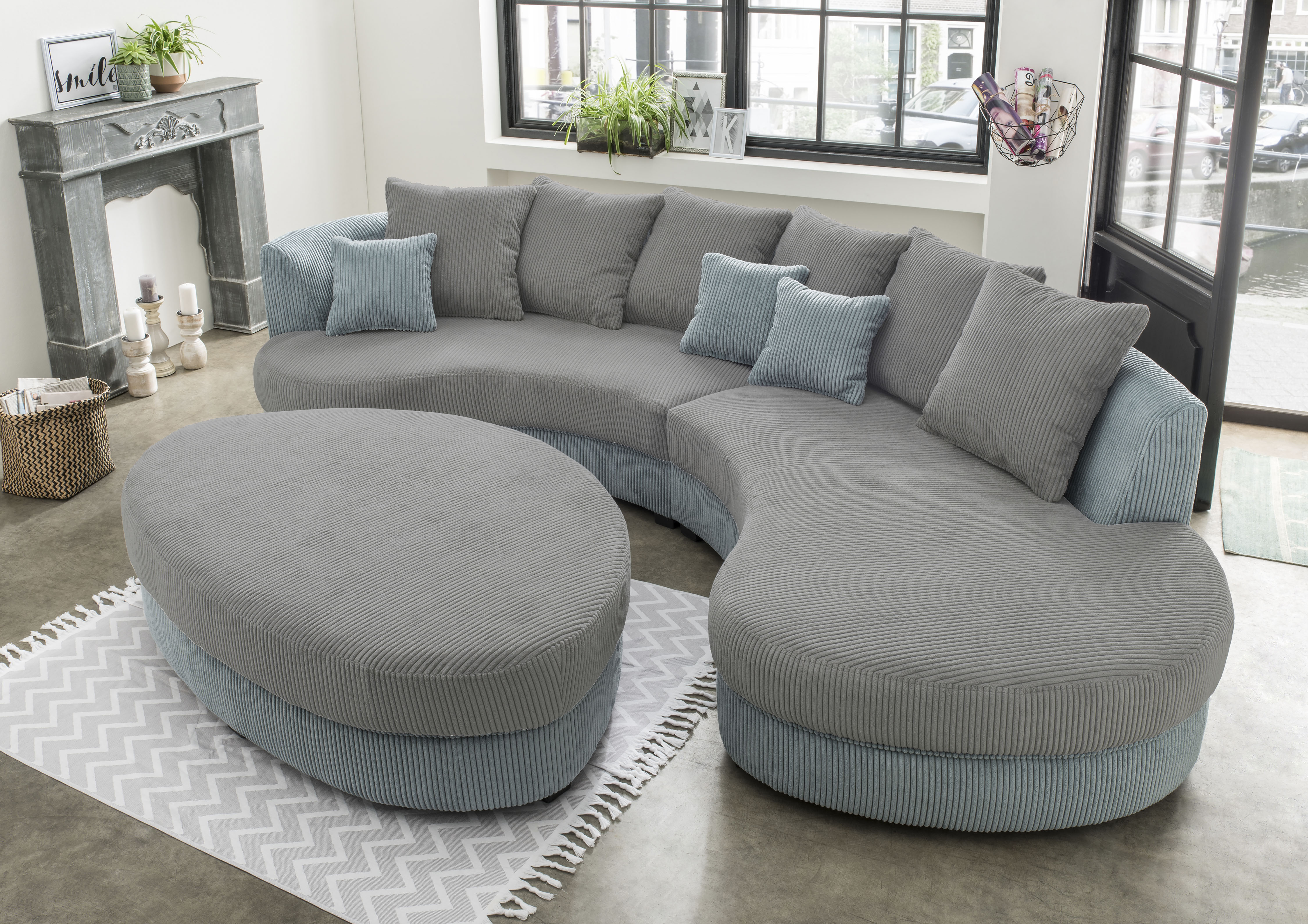 Home affaire Ecksofa "Lazio modern und bequem, schmale Armlehnen, tolle Detailverarbeitung" zwei verschiedene Fußfarben wählbar