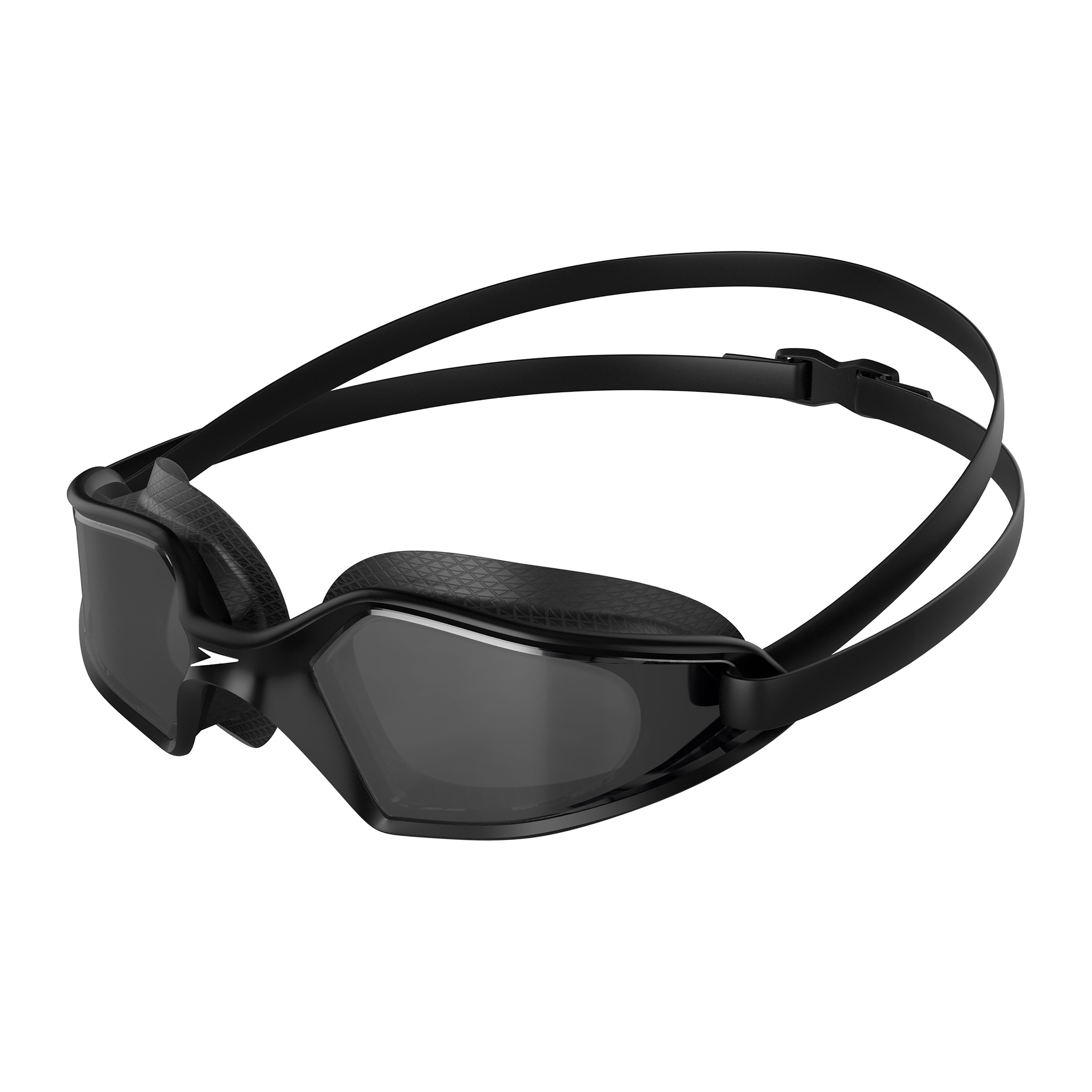 Speedo Schwimmbrille "HYDROPULSE GOGGLE AU BLACK/GREY" für klare Sicht unter Wasser, bequemer Sitz, verstellbares Band