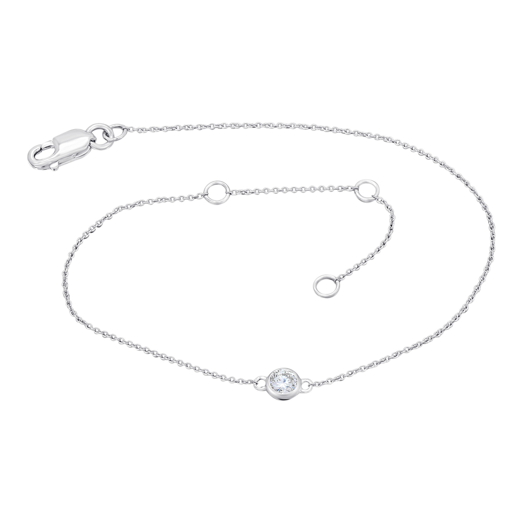ONE ELEMENT Damen Goldarmband "0,13 ct Diamant Brillant Armband Rundankerkette", mit Diamant, Diamanten Gold Weißgold 585, silber, Diamanten, Gold,