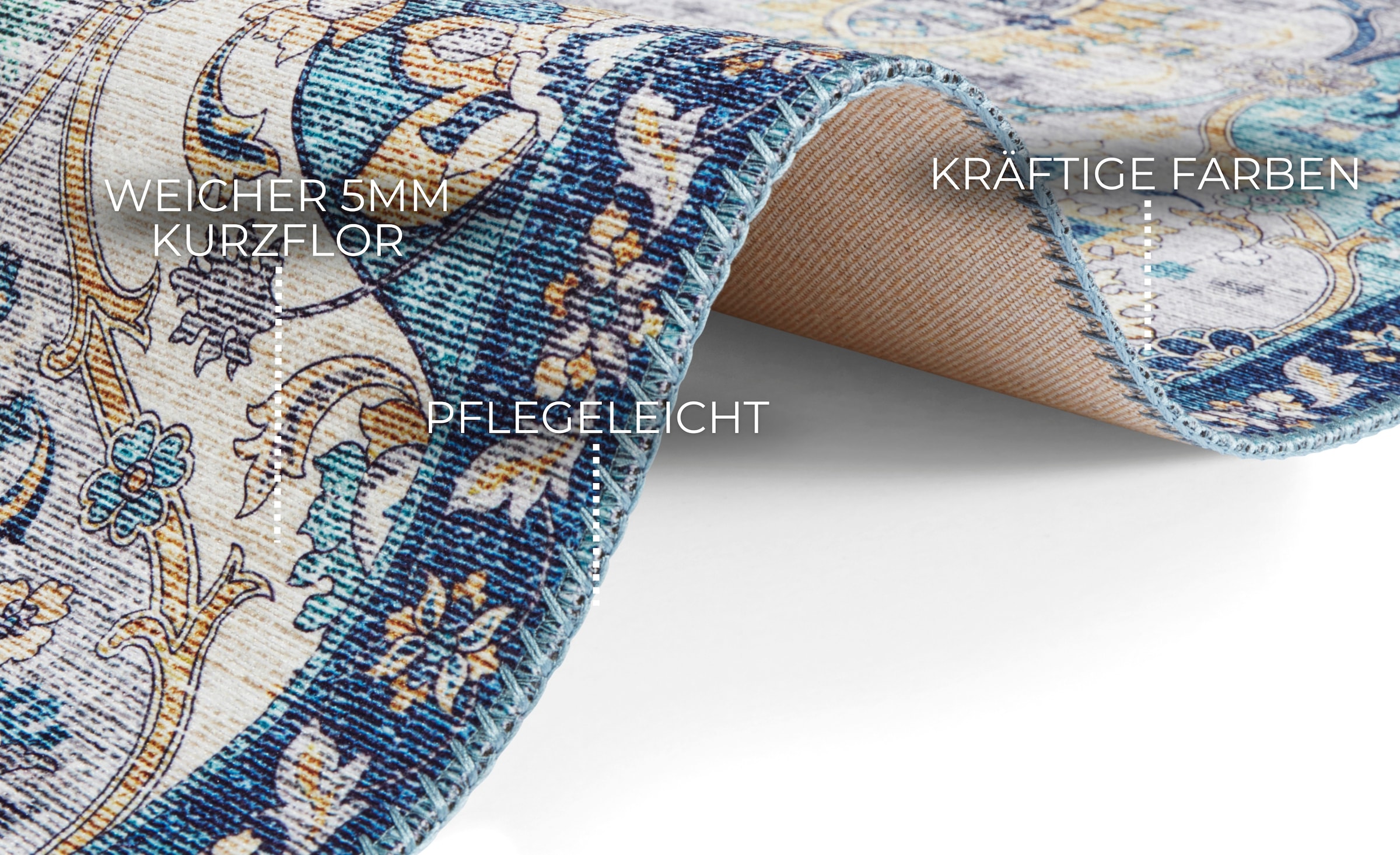 ELLE DECORATION Teppich »Kashmir Ghom«, rechteckig, 5 mm Höhe, Orientalisch, Läufer, Kurzflor, Vintage, Wohnzimmer, Schlafzimmer