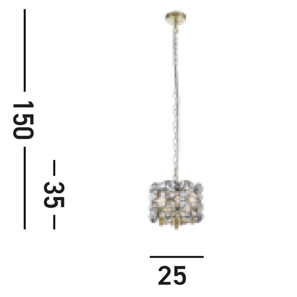 Searchlight Hängeleuchte »Iris 2Lt 25cm Round Pendant- Black Metal, Crystal & Brass« E14 1 Stk.