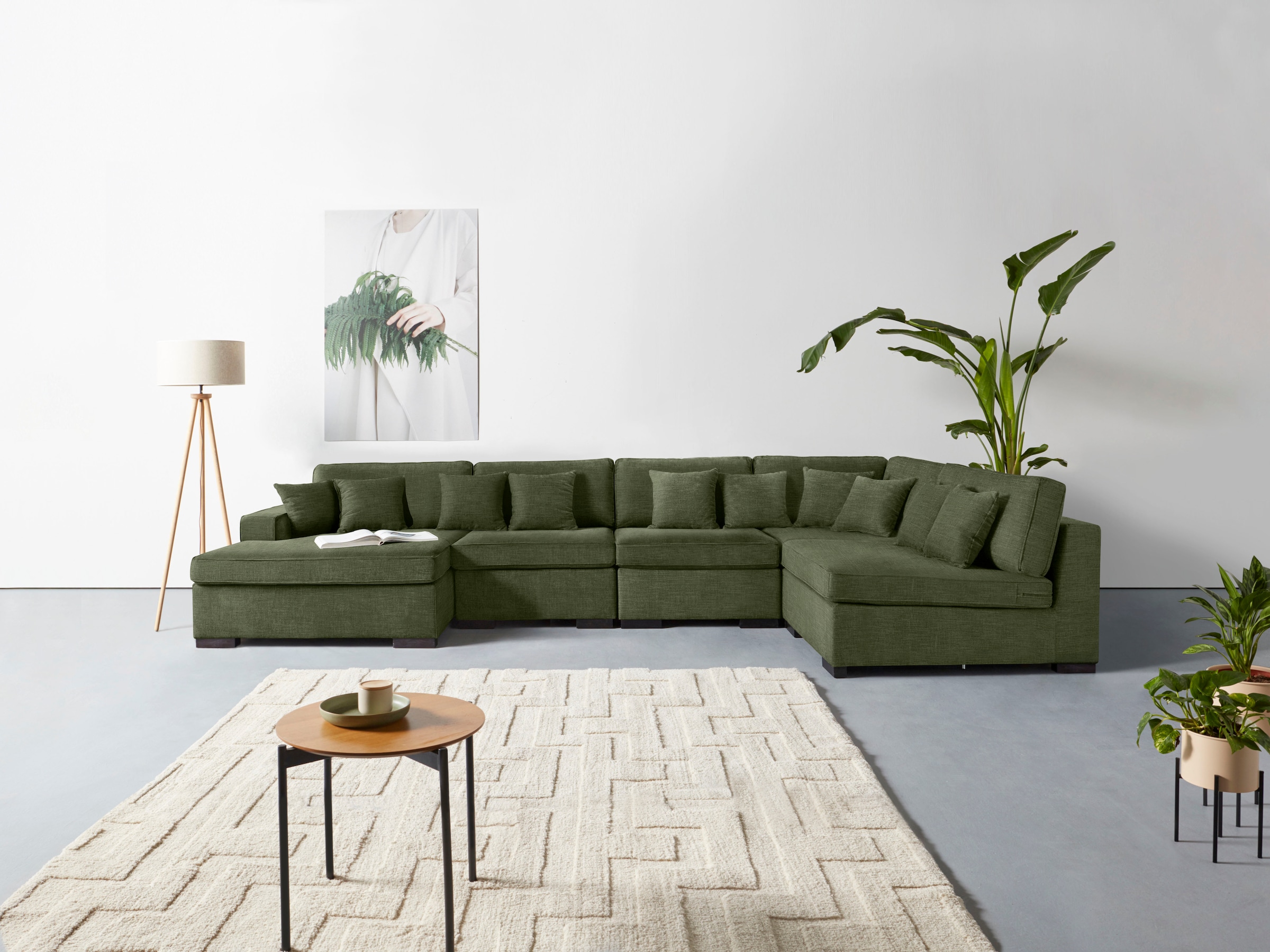 Home affaire Wohnlandschaft "Skara U-Form", Lounge-Sofa mit Federkernpolste günstig online kaufen