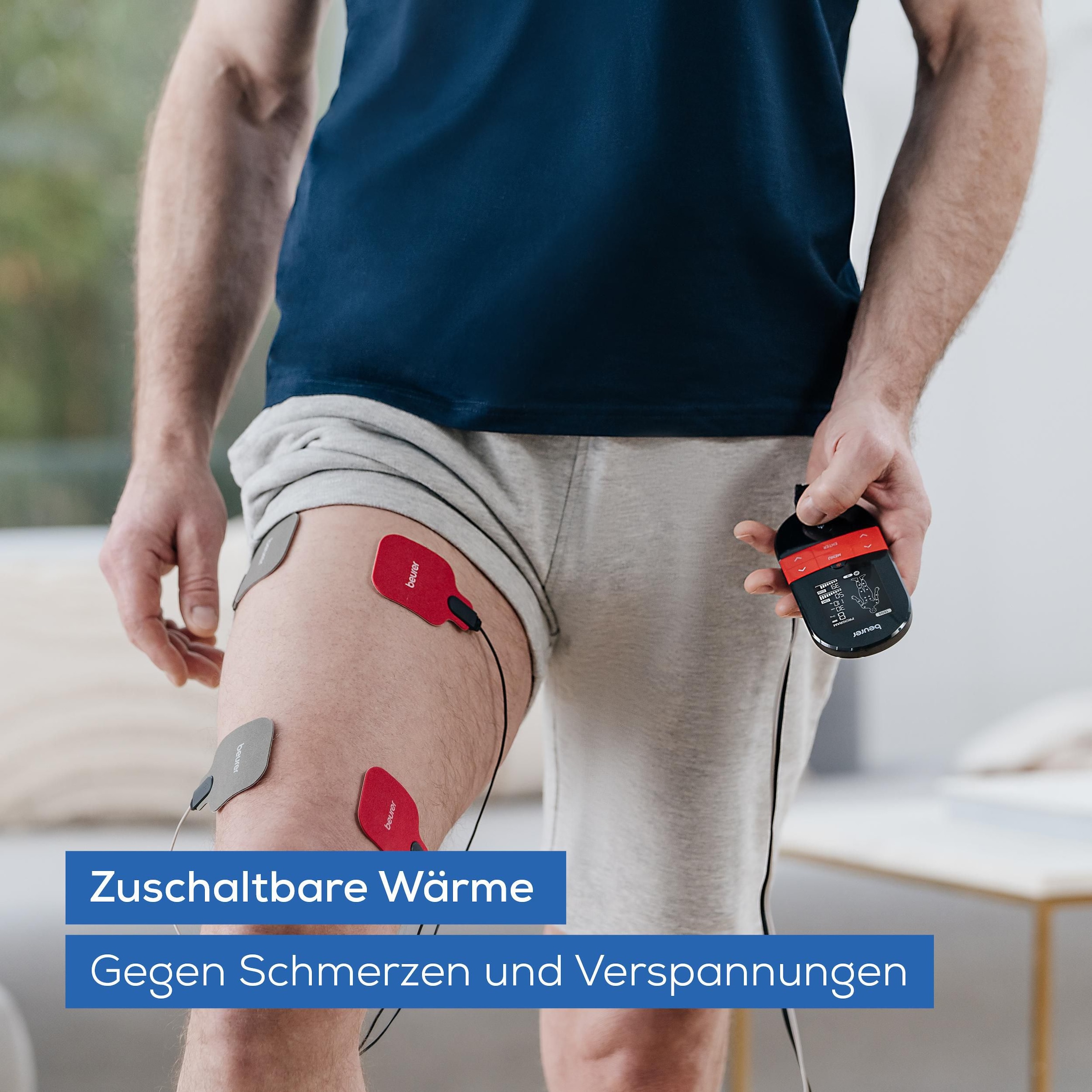 BEURER TENS-EMS-Gerät »EM 59 Heat, Reizstromgerät mit Wärmefunktion und 4 Elektroden« 3-in-1: TENS (Schmerzlinderung), EMS (Muskelstimulation) und Massage