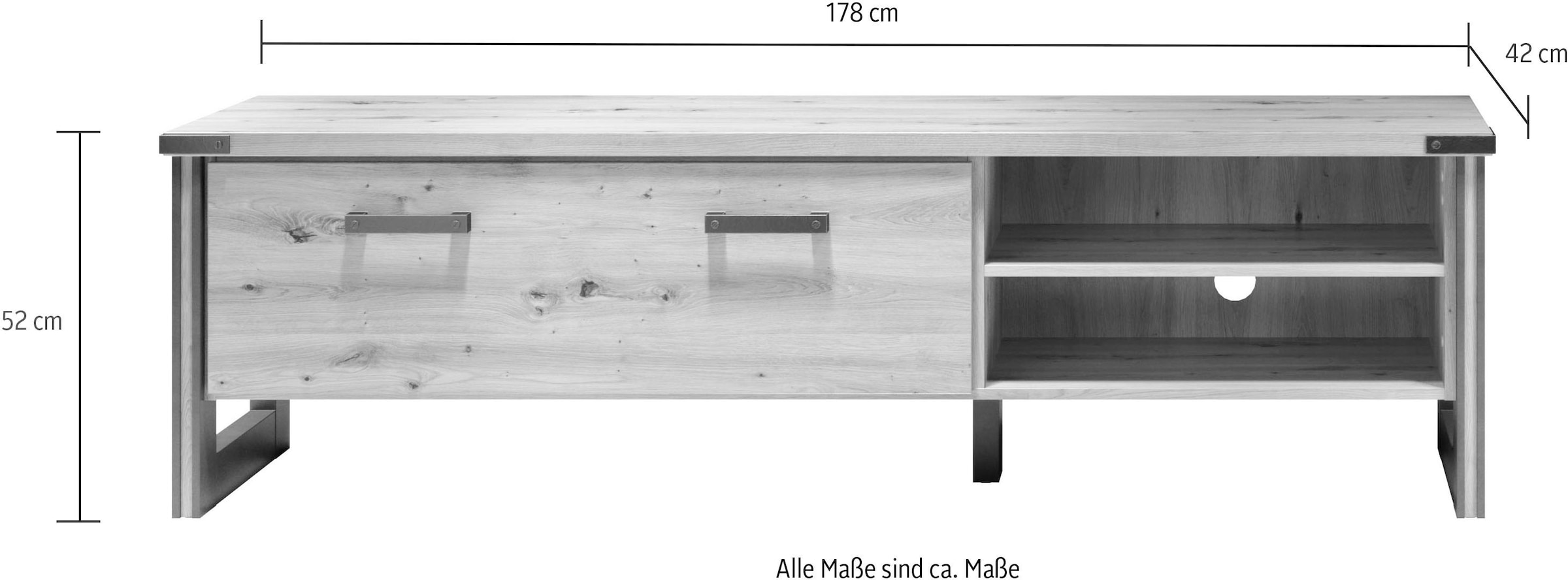 Home affaire Lowboard »Mia« 1 Stk. tlg. Echtholzoptik, Eiche, 178 cm breiter Schrank