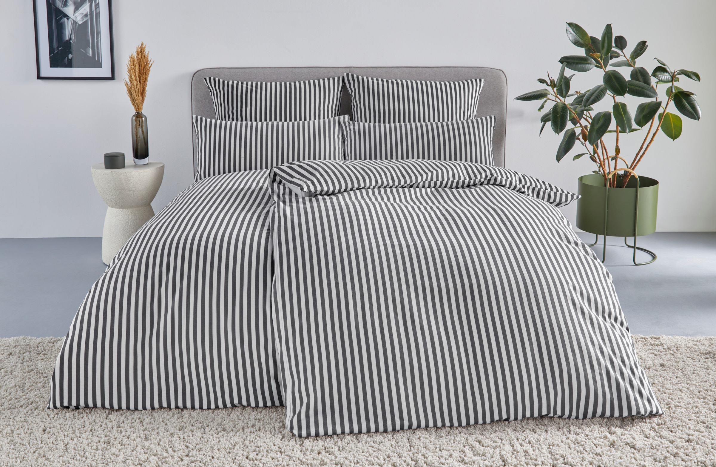 LeGer Home by Lena Gercke Bettwäsche "Linnea" 2 Stk. aus 100% Baumwolle, Streifendesign