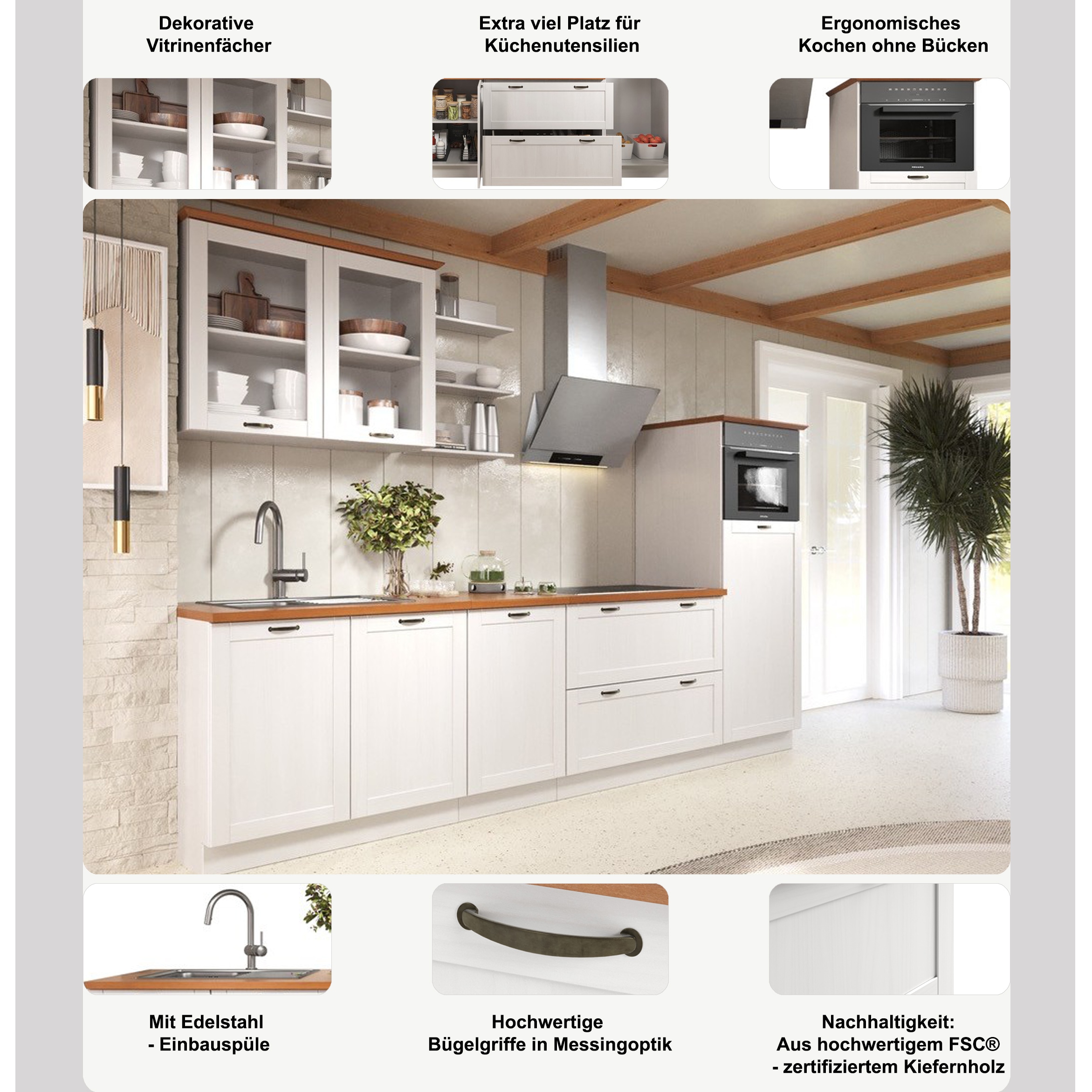 Home affaire Küchenzeile »Teramo« Set, Kombinierbar mit anderen Möbelstücken der Serie Teramo, 