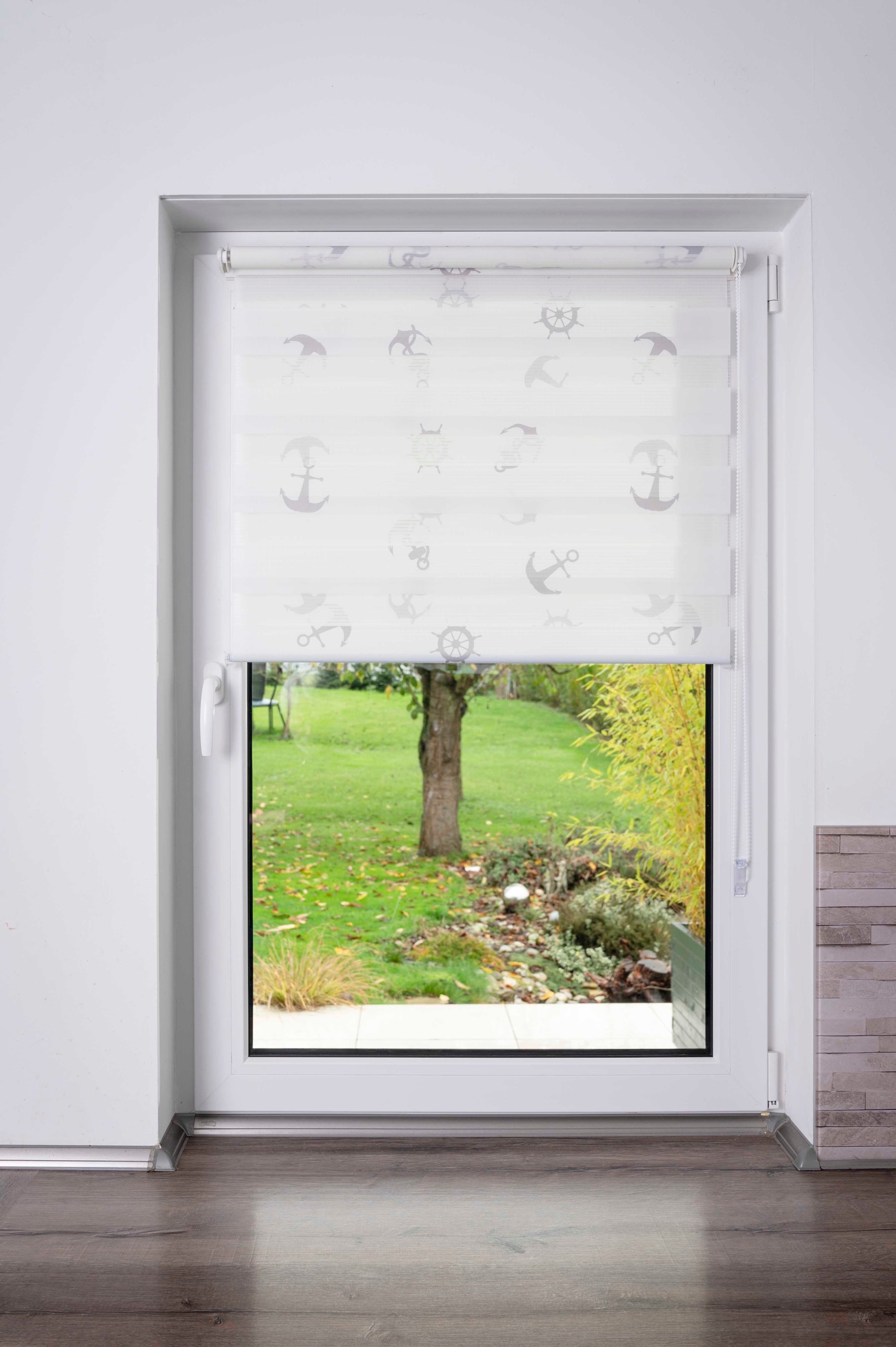 K-HOME Doppelrollo »Doppelrollo MARITIM bedruckt« Lichtschutz Sichtschutz ohne Bohren freihängend Klemmfix, bedruckt