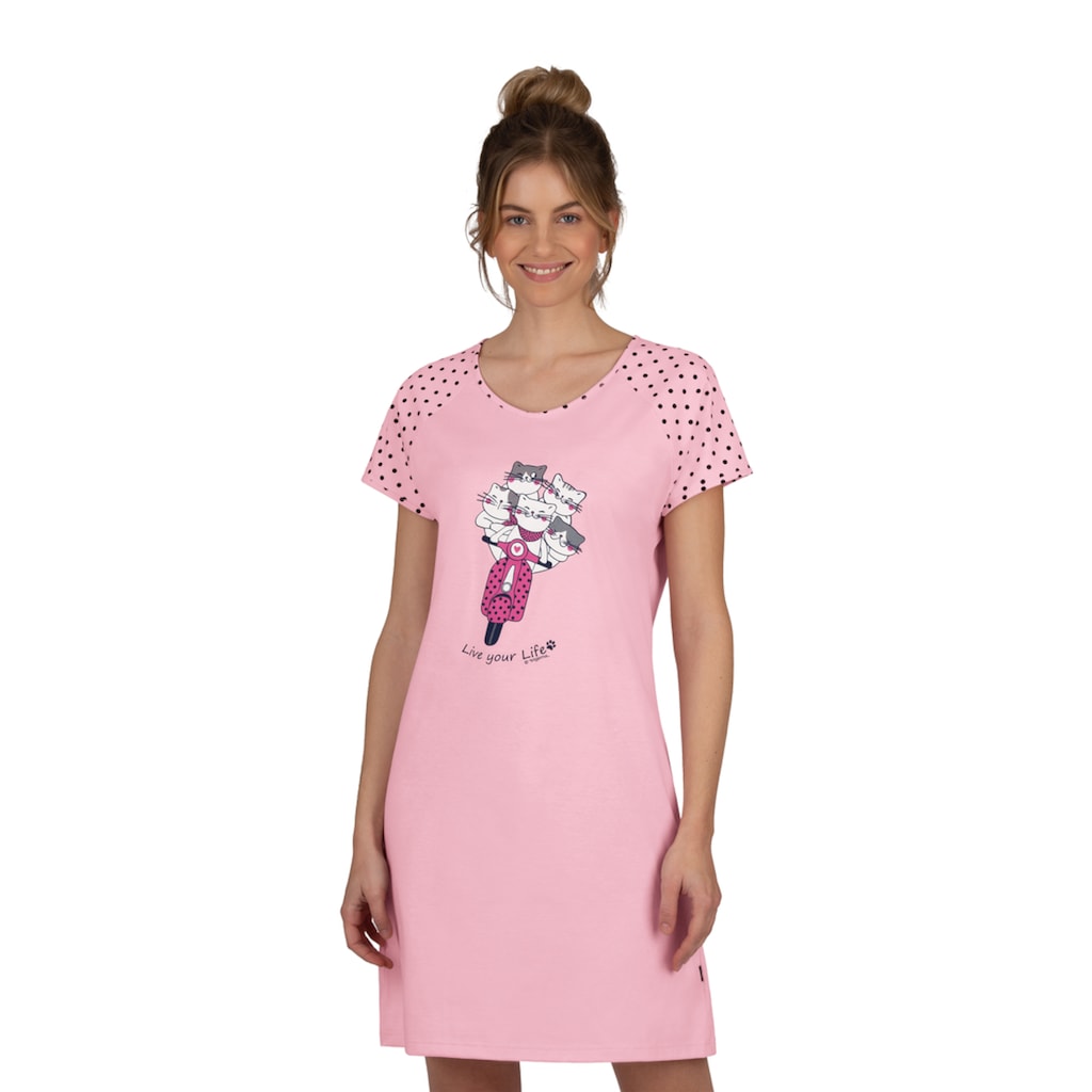 Trigema Pyjama »TRIGEMA Nachthemd mit großem Katzen-Motiv«