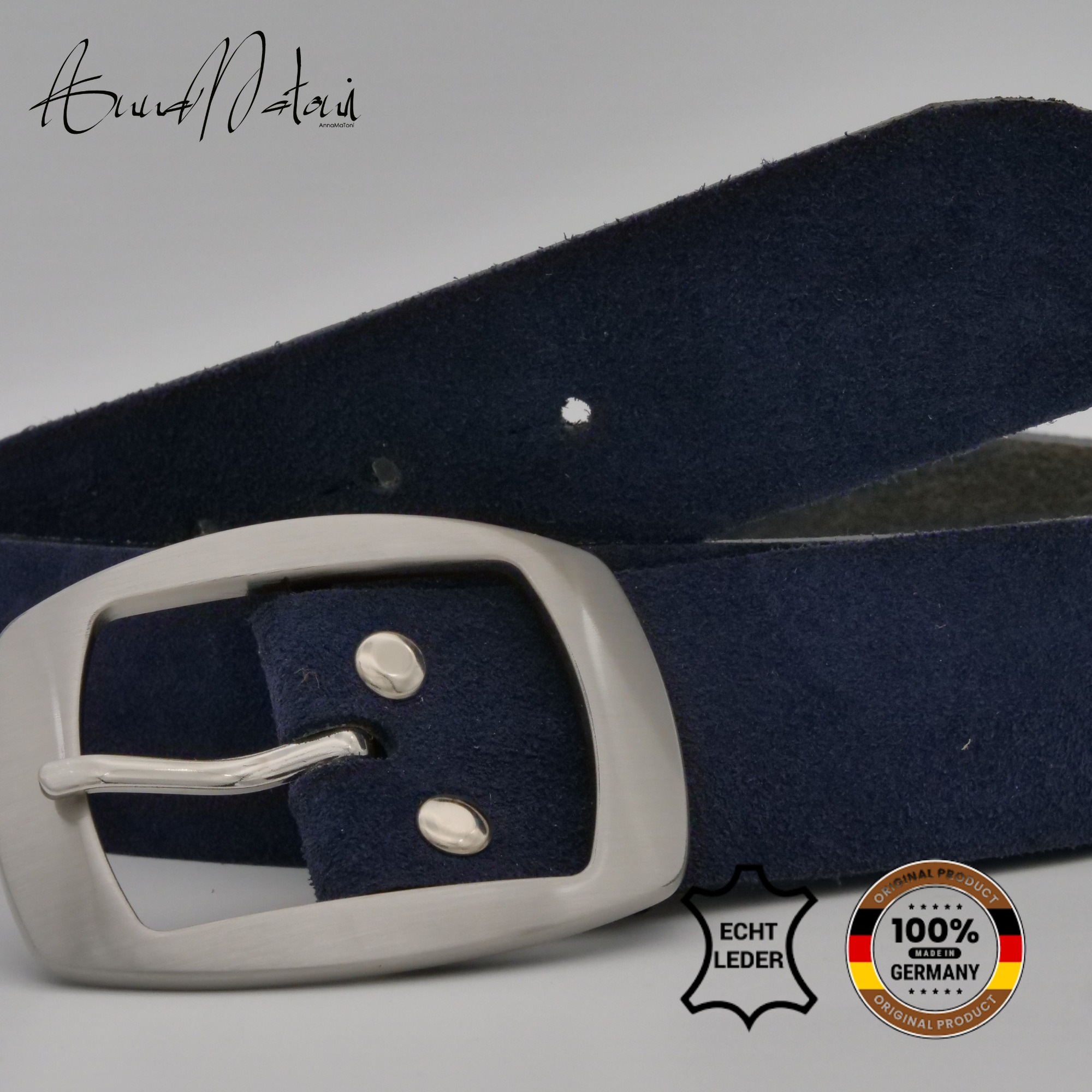 AnnaMatoni Women's Leather Belt Marine 4cm 9