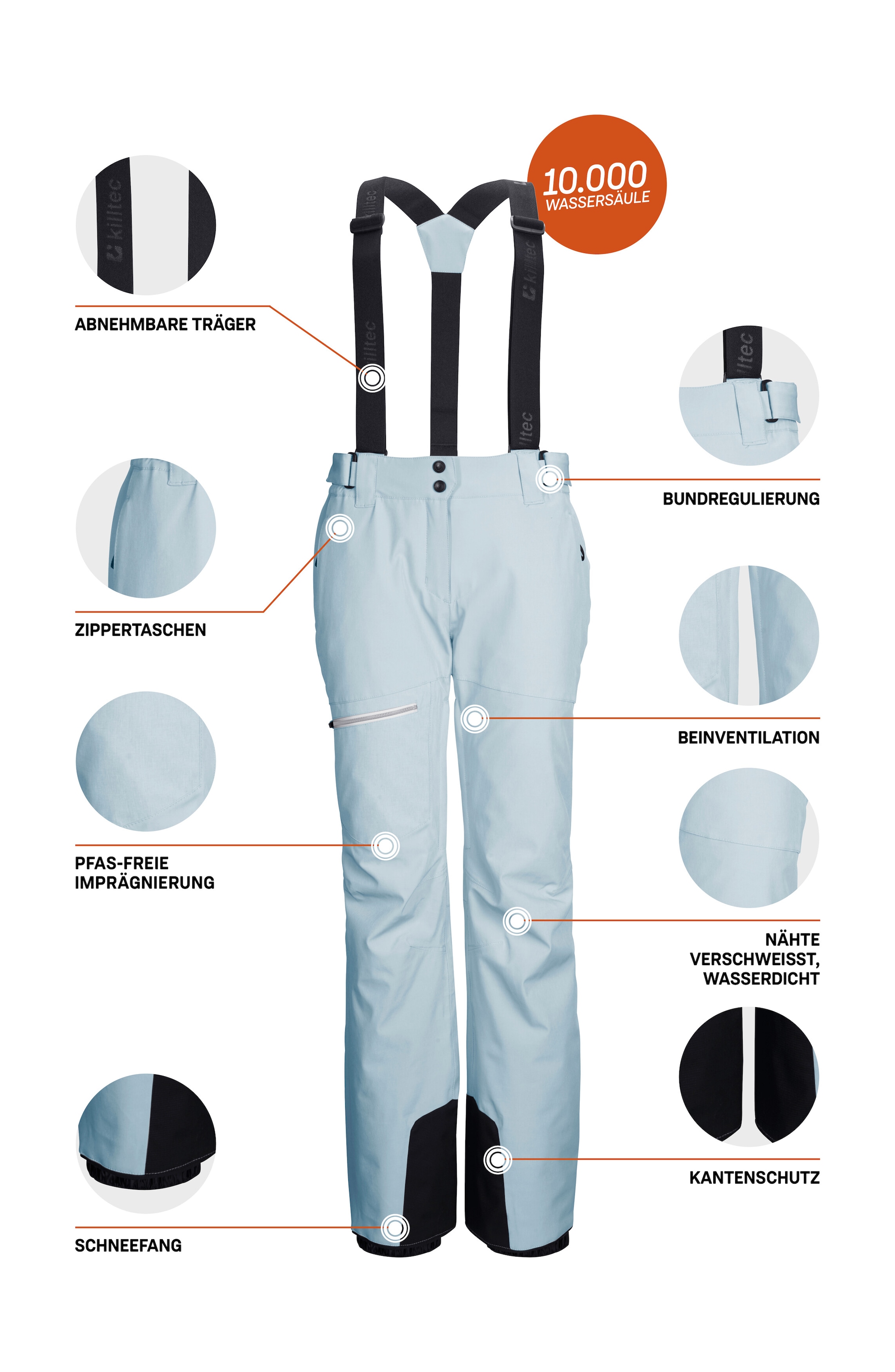 Killtec Skihose »KSW 60 WMN SKI PNTS«, Wasserdichte Skihose mit 4-Wege-Stretch, verstellbarer Taille, Schneefängen und Zippern