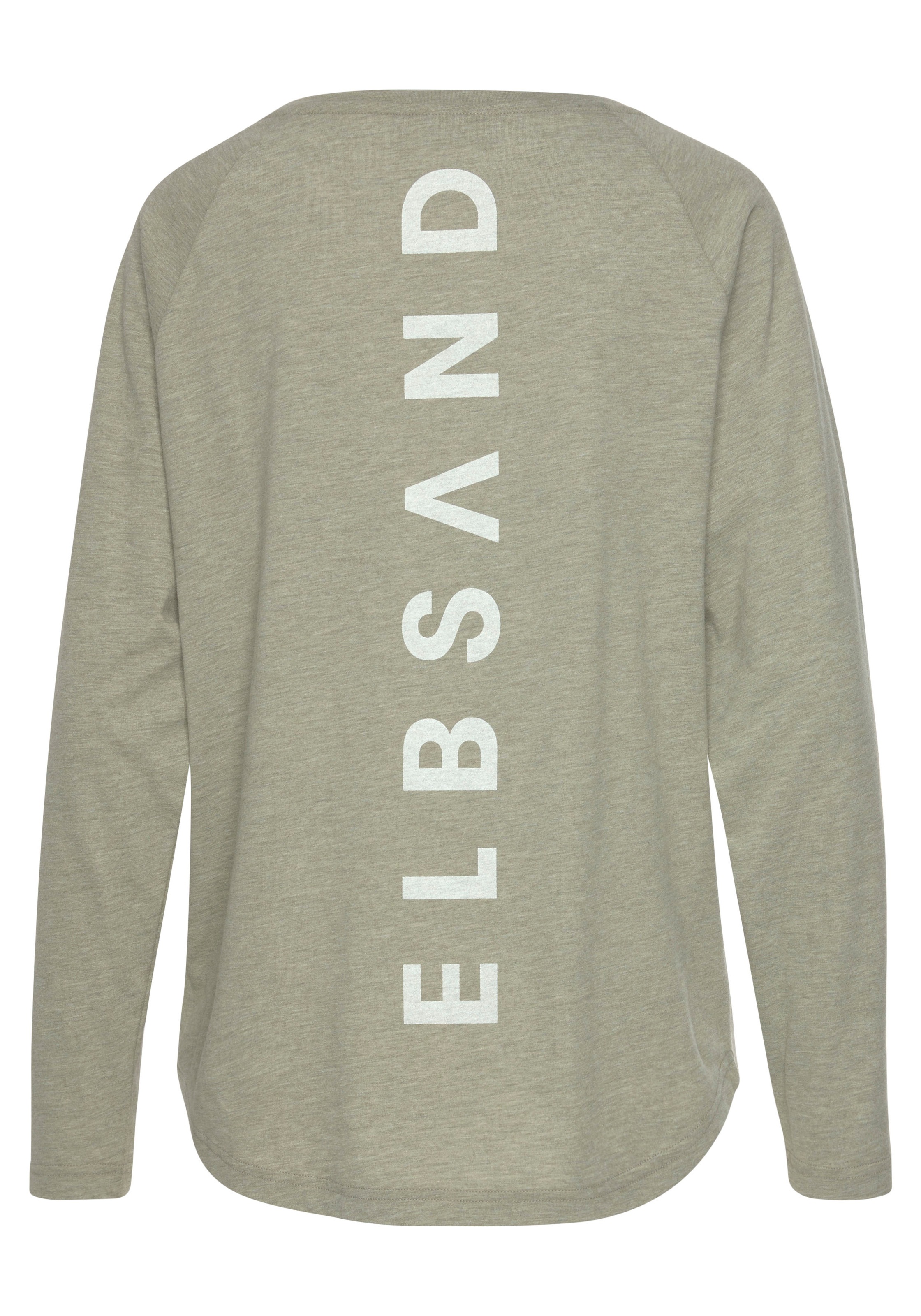 Longsleeve ELBSAND "Tira", Damen, Gr. M (38), grün (grün meliert), Jersey, Obermaterial: 50% Baumwolle, 50% Polyester, meliert, figurumspielend hüftlang, Rundhals, Shirts, mit Logodruck hinten, Langarmshirt, sportlich-casual, Topseller 3