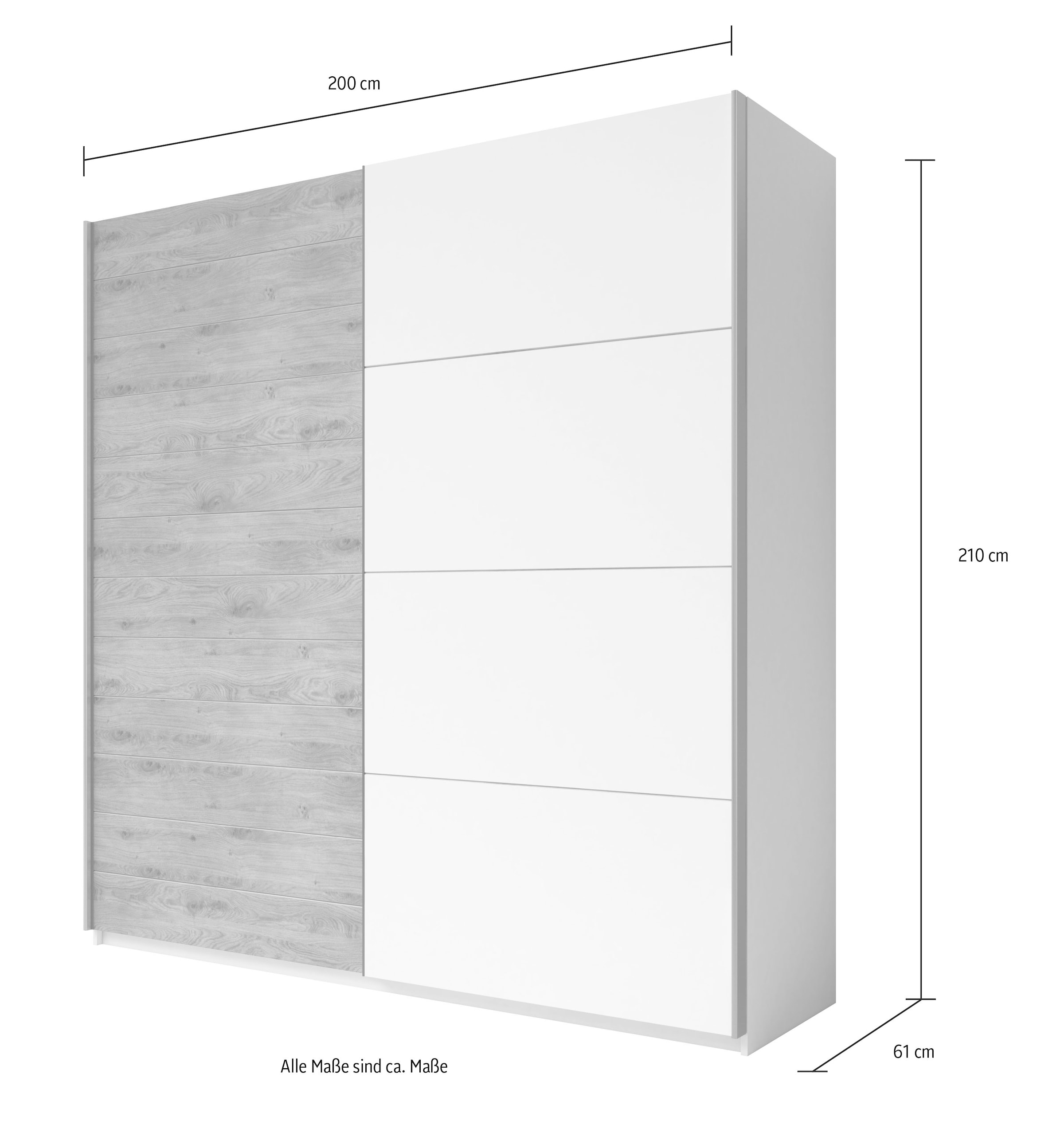 INOSIGN Schiebetürenschrank »Galaxy Breite 200,220 oder 270cm breit, Kleiderschrank, Wäscheschrank«, INKLUSIVE kompletter Innenausstattung, Metallgriffe